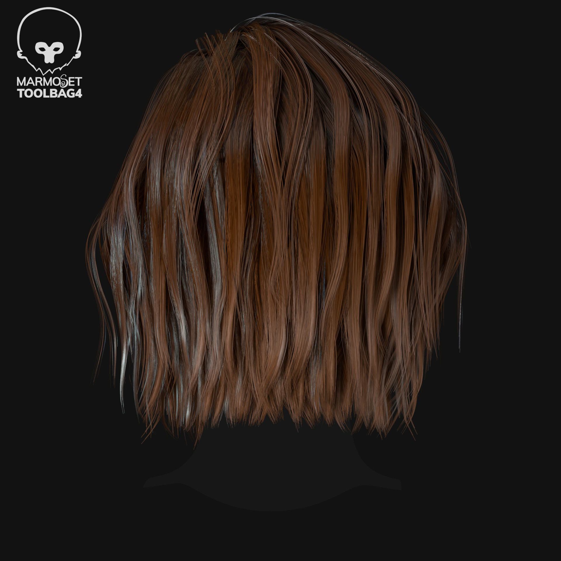 Hairstyle pack x10 pieces Real-Time cards Rigging Skining Low-poly 3D model_32