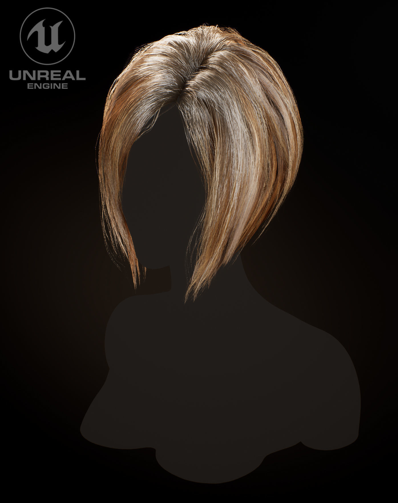 Hairstyle pack x10 pieces Real-Time cards Rigging Skining Low-poly 3D model_40