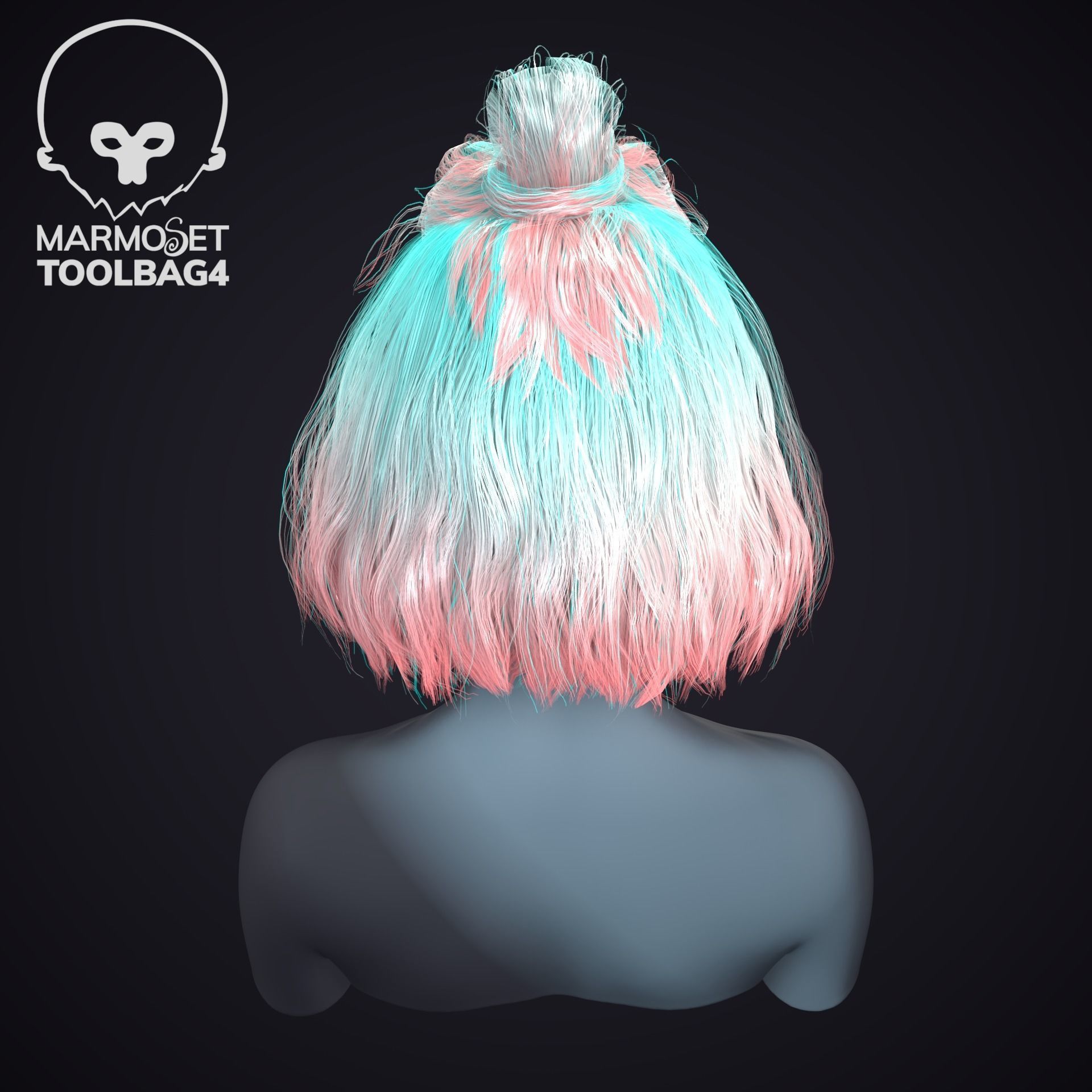 Hairstyle pack x10 pieces Real-Time cards Rigging Skining Low-poly 3D model_23
