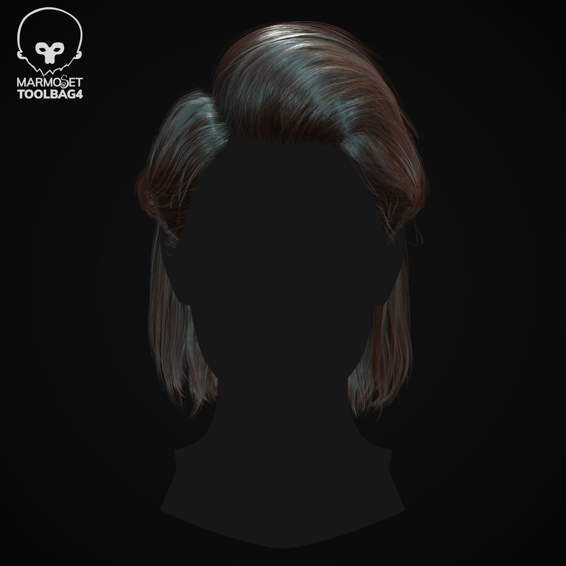 Hairstyle pack x10 pieces Real-Time cards Rigging Skining Low-poly 3D model_29