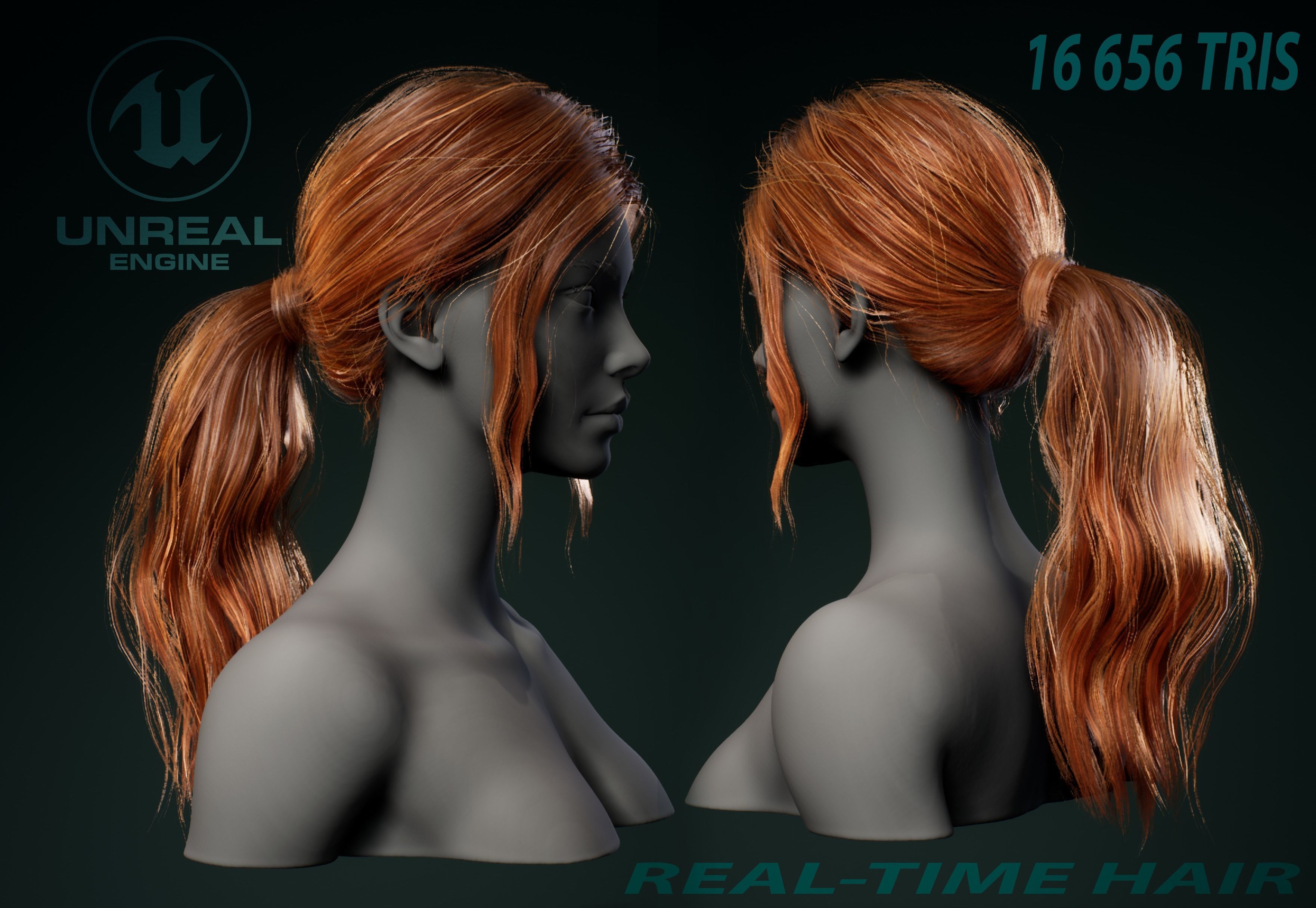 Hairstyle pack x10 pieces Real-Time cards Rigging Skining Low-poly 3D model_19