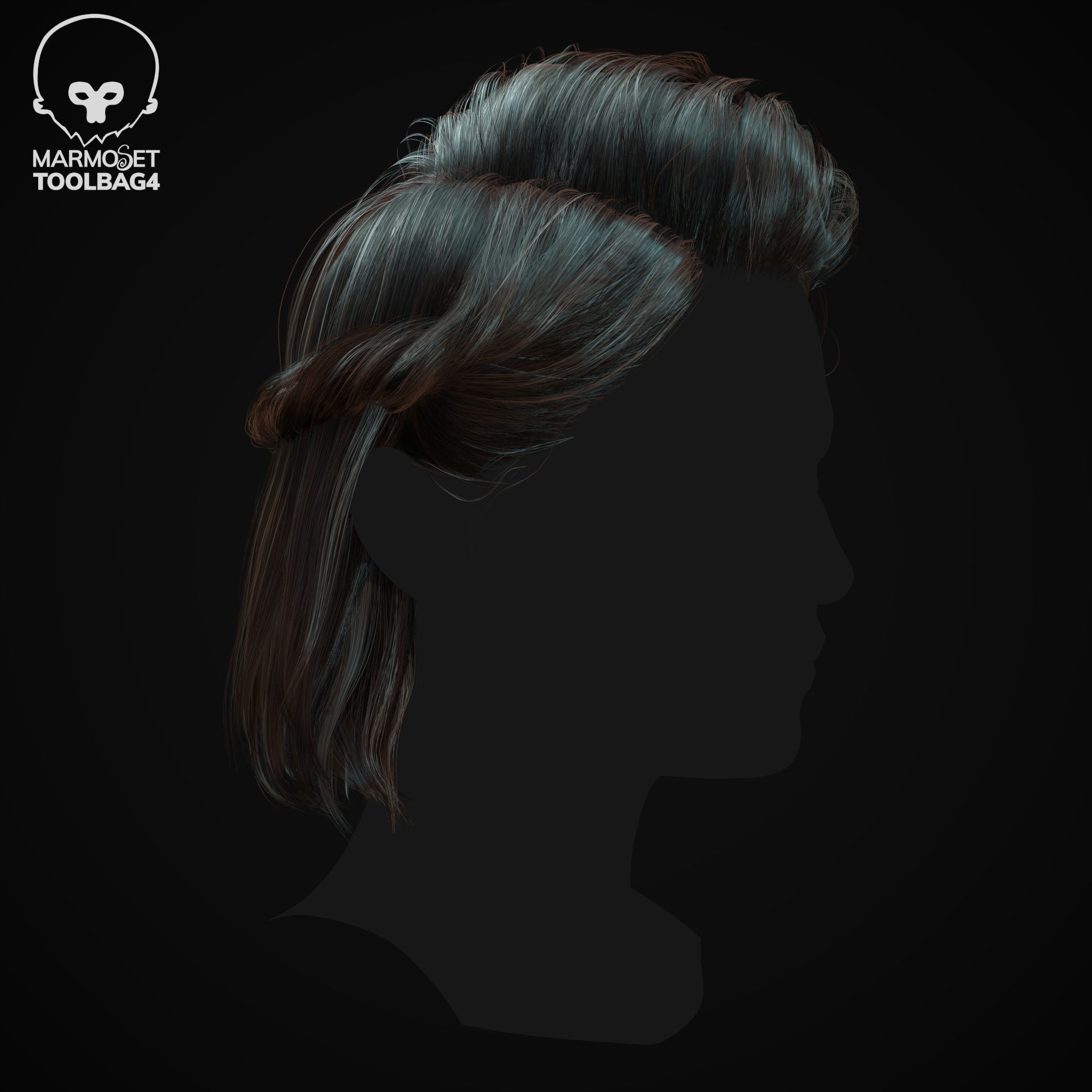 Hairstyle pack x10 pieces Real-Time cards Rigging Skining Low-poly 3D model_30