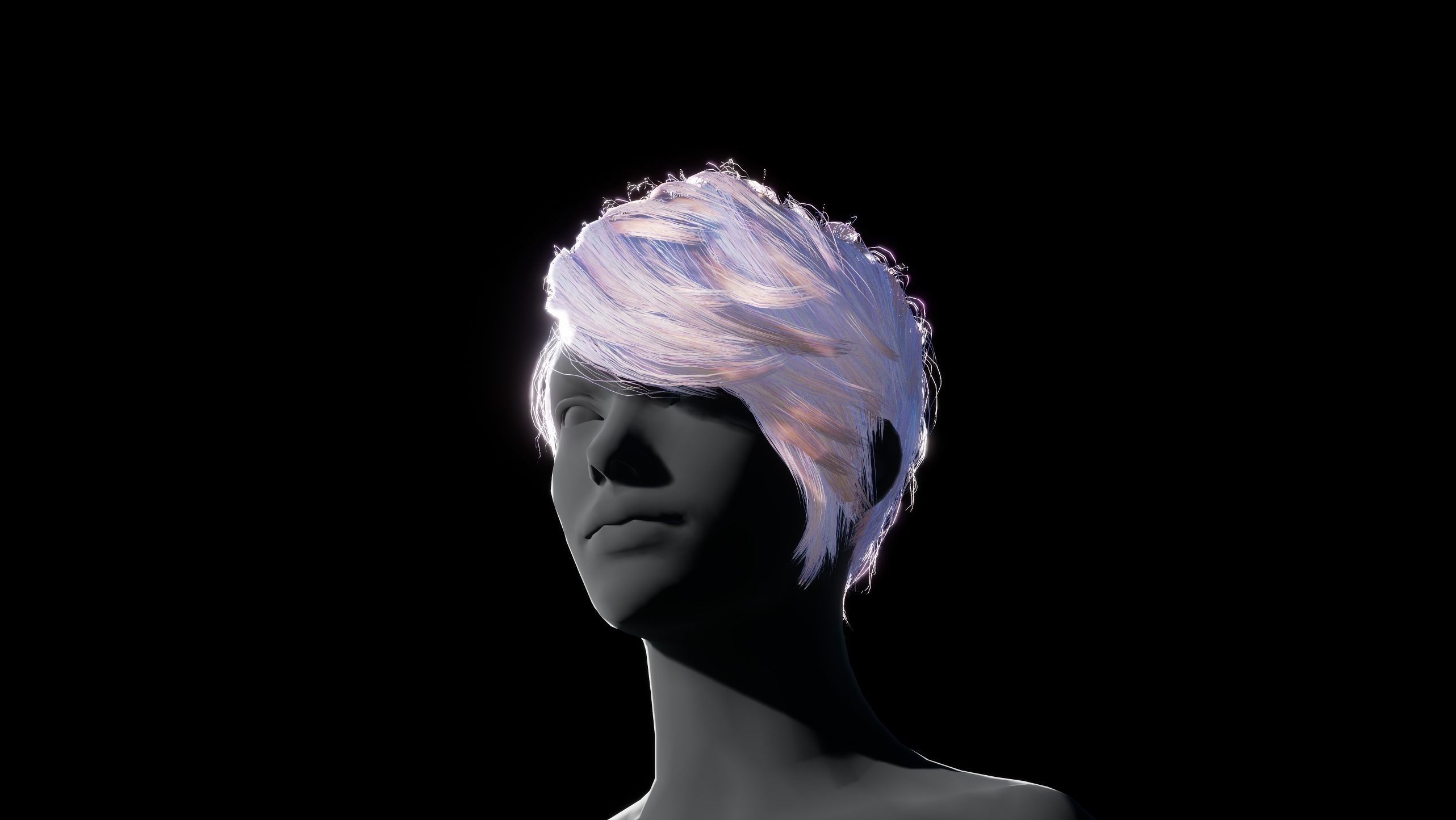 Hairstyle pack x10 pieces Real-Time cards Rigging Skining Low-poly 3D model_46