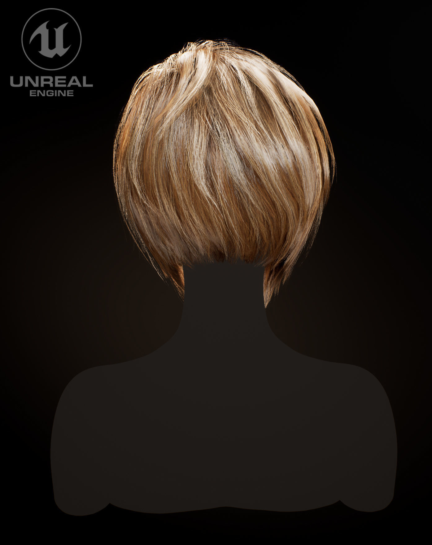 Hairstyle pack x10 pieces Real-Time cards Rigging Skining Low-poly 3D model_39