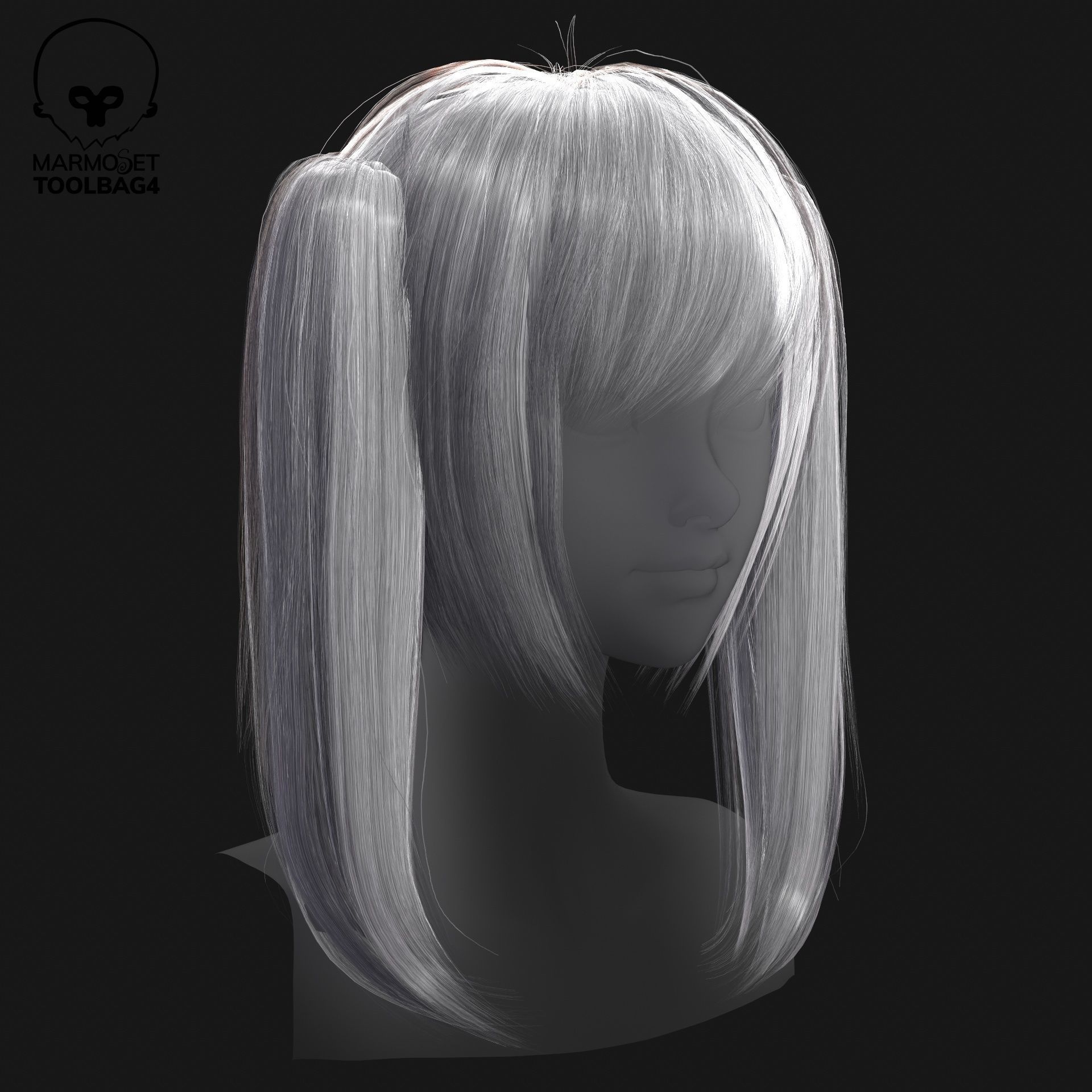 Hairstyle pack x10 pieces Real-Time cards Rigging Skining Low-poly 3D model_26