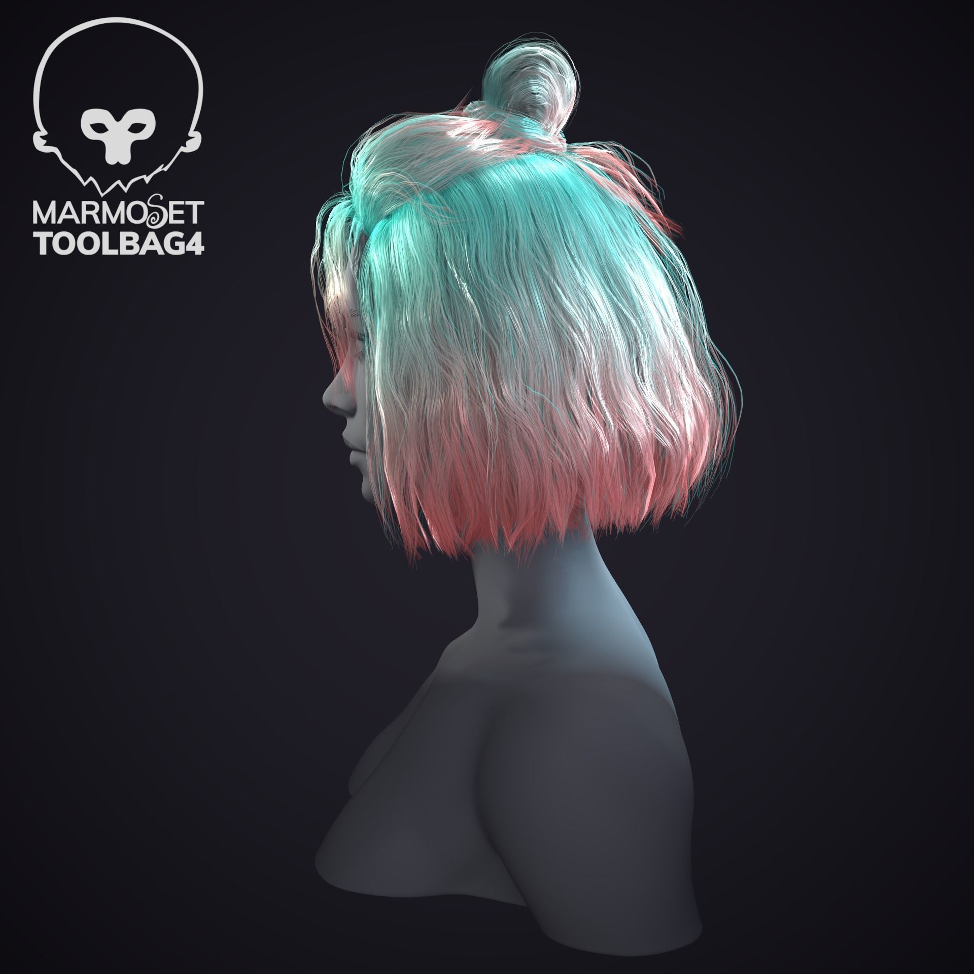 Hairstyle pack x10 pieces Real-Time cards Rigging Skining Low-poly 3D model_20