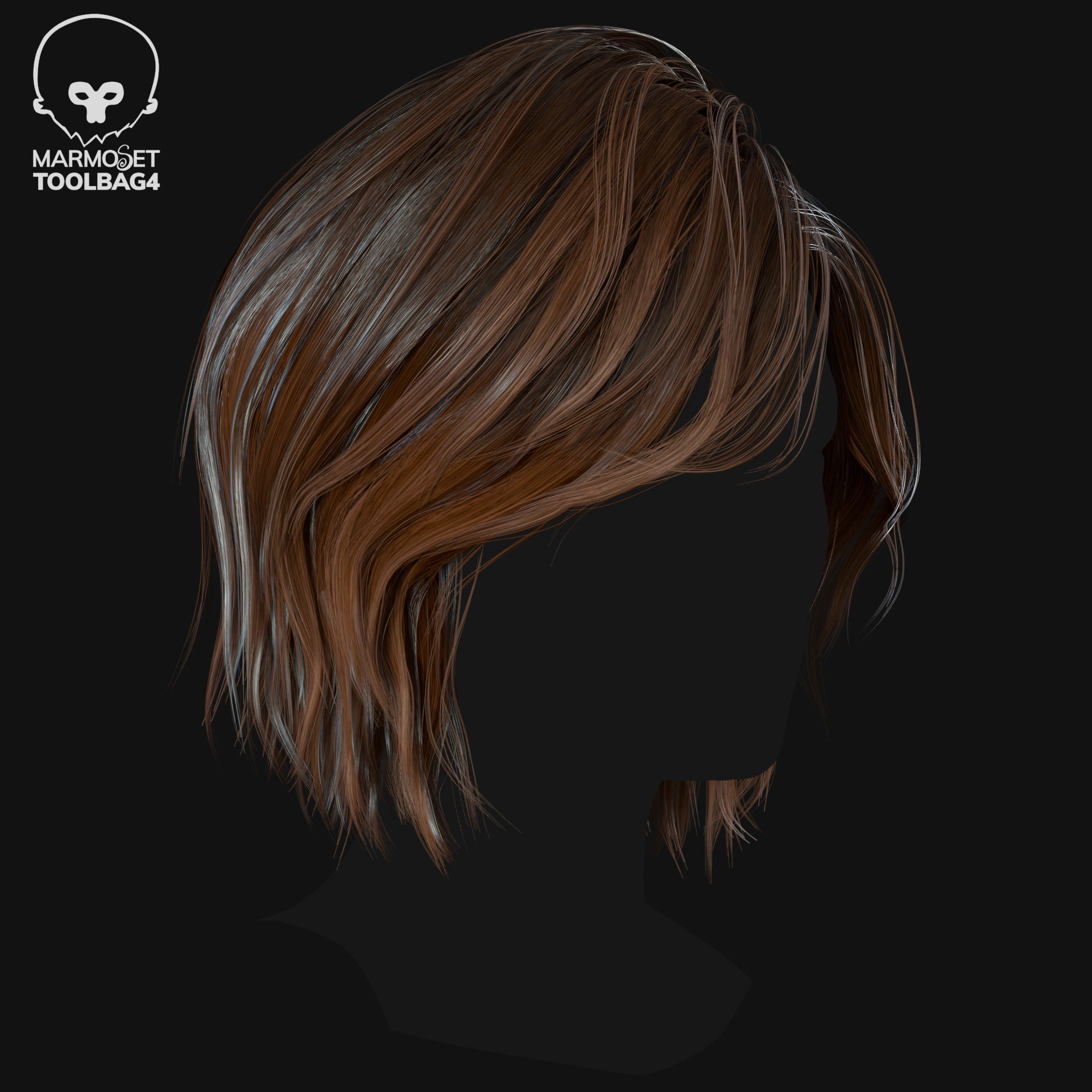 Hairstyle pack x10 pieces Real-Time cards Rigging Skining Low-poly 3D model_33