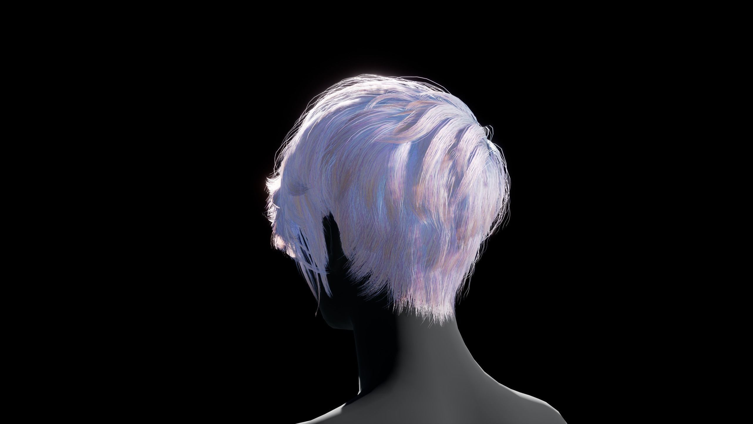 Hairstyle pack x10 pieces Real-Time cards Rigging Skining Low-poly 3D model_44