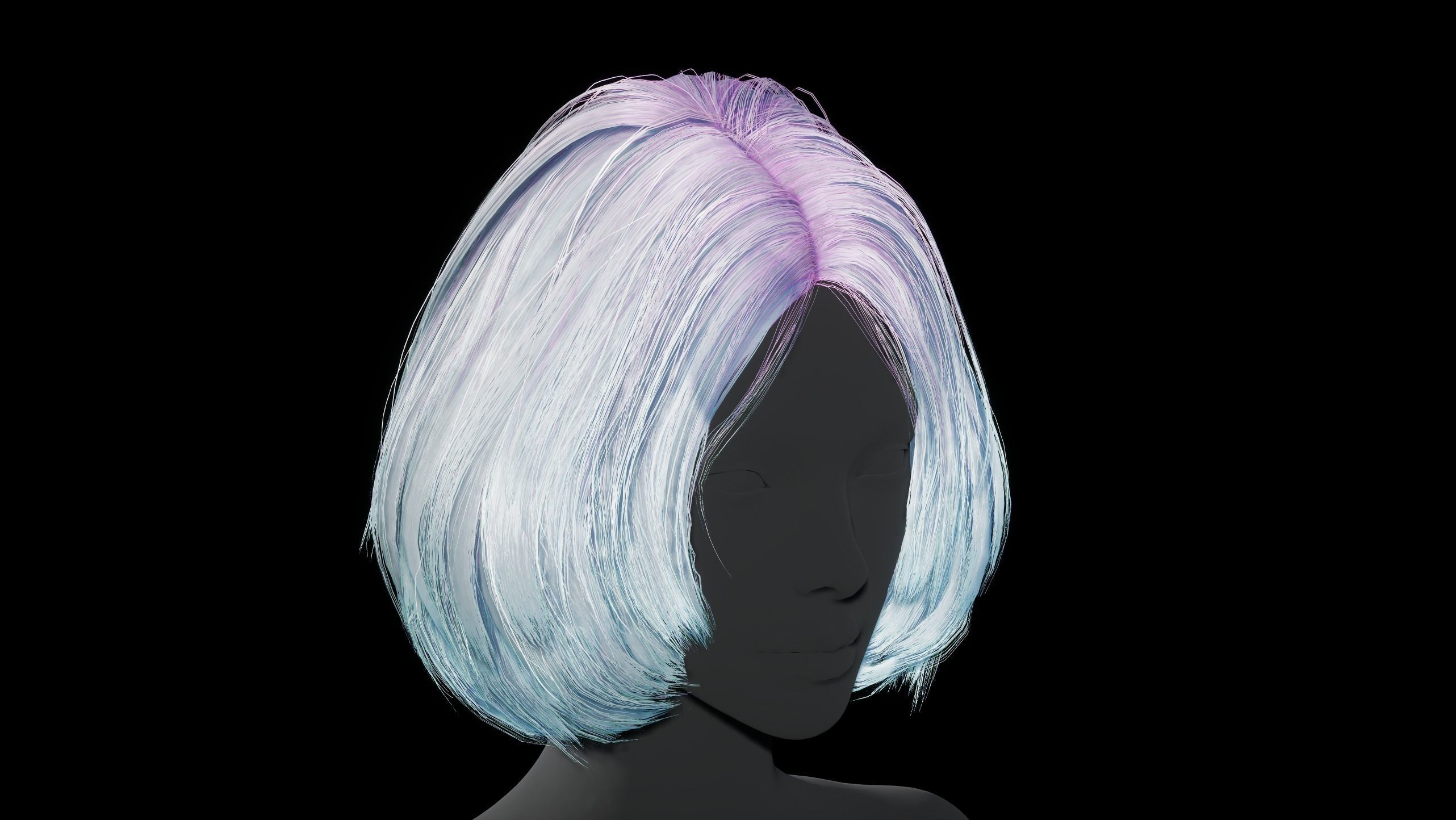 Hairstyle pack x10 pieces Real-Time cards Rigging Skining Low-poly 3D model_49