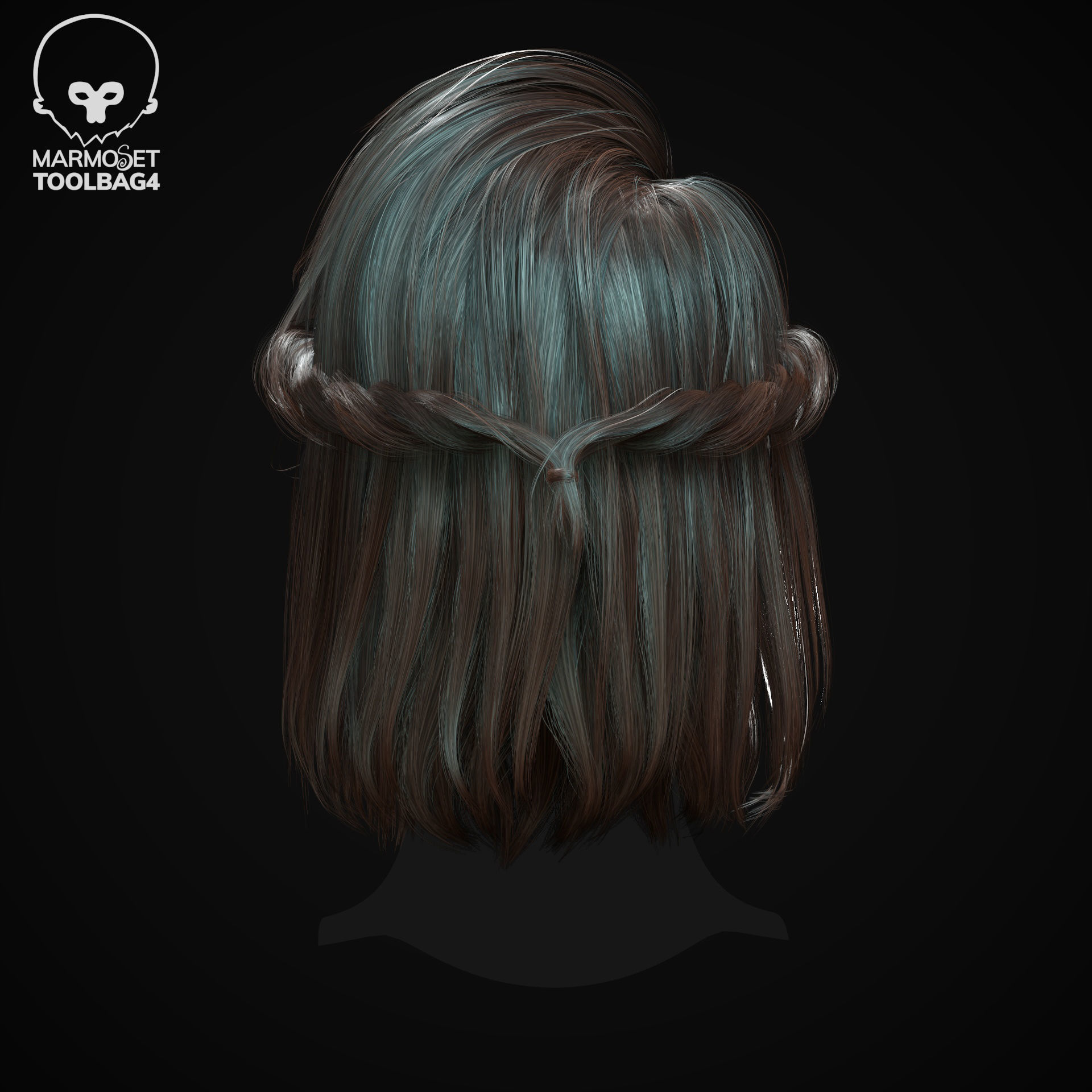 Hairstyle pack x10 pieces Real-Time cards Rigging Skining Low-poly 3D model_28