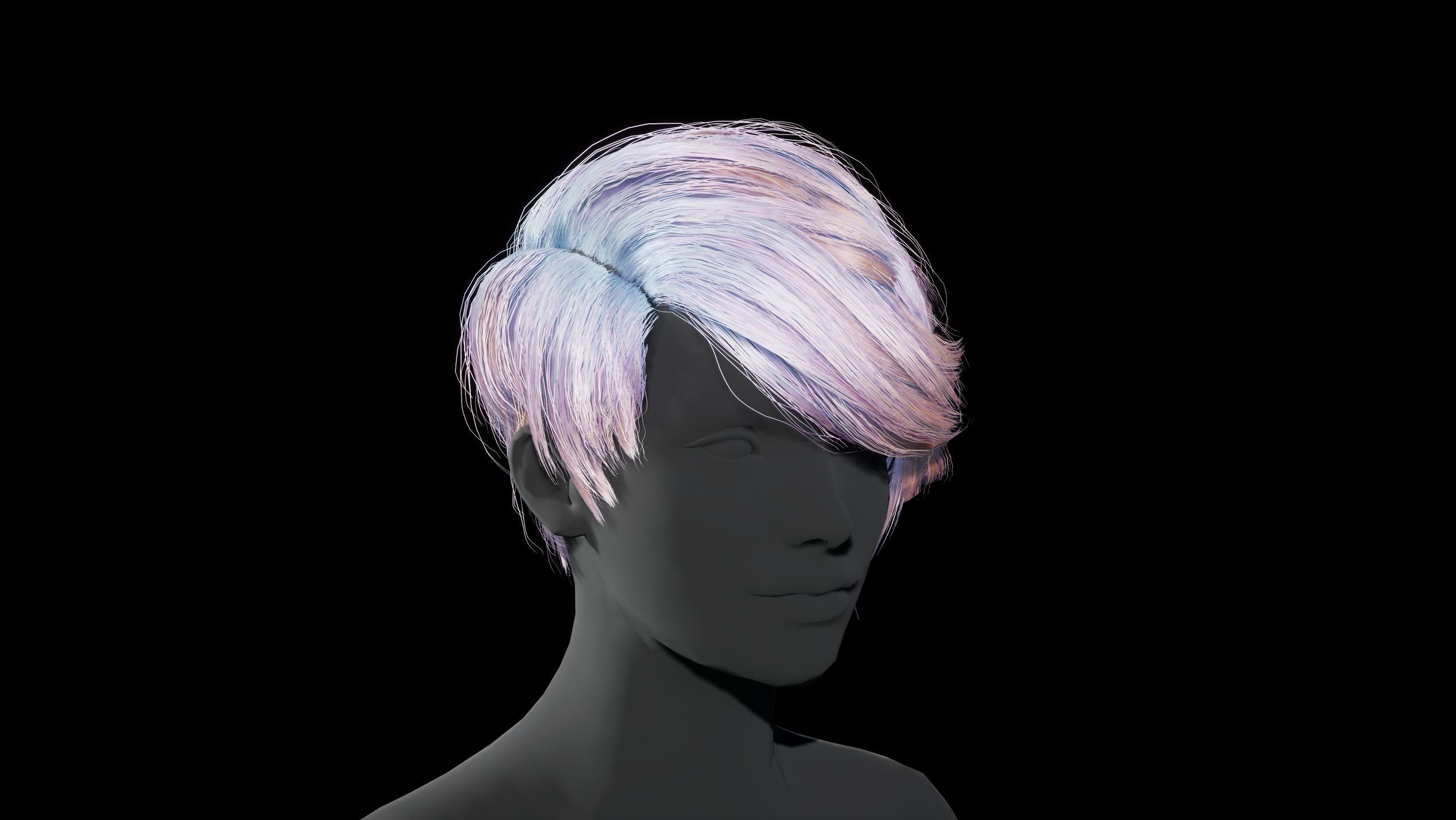 Hairstyle pack x10 pieces Real-Time cards Rigging Skining Low-poly 3D model_42