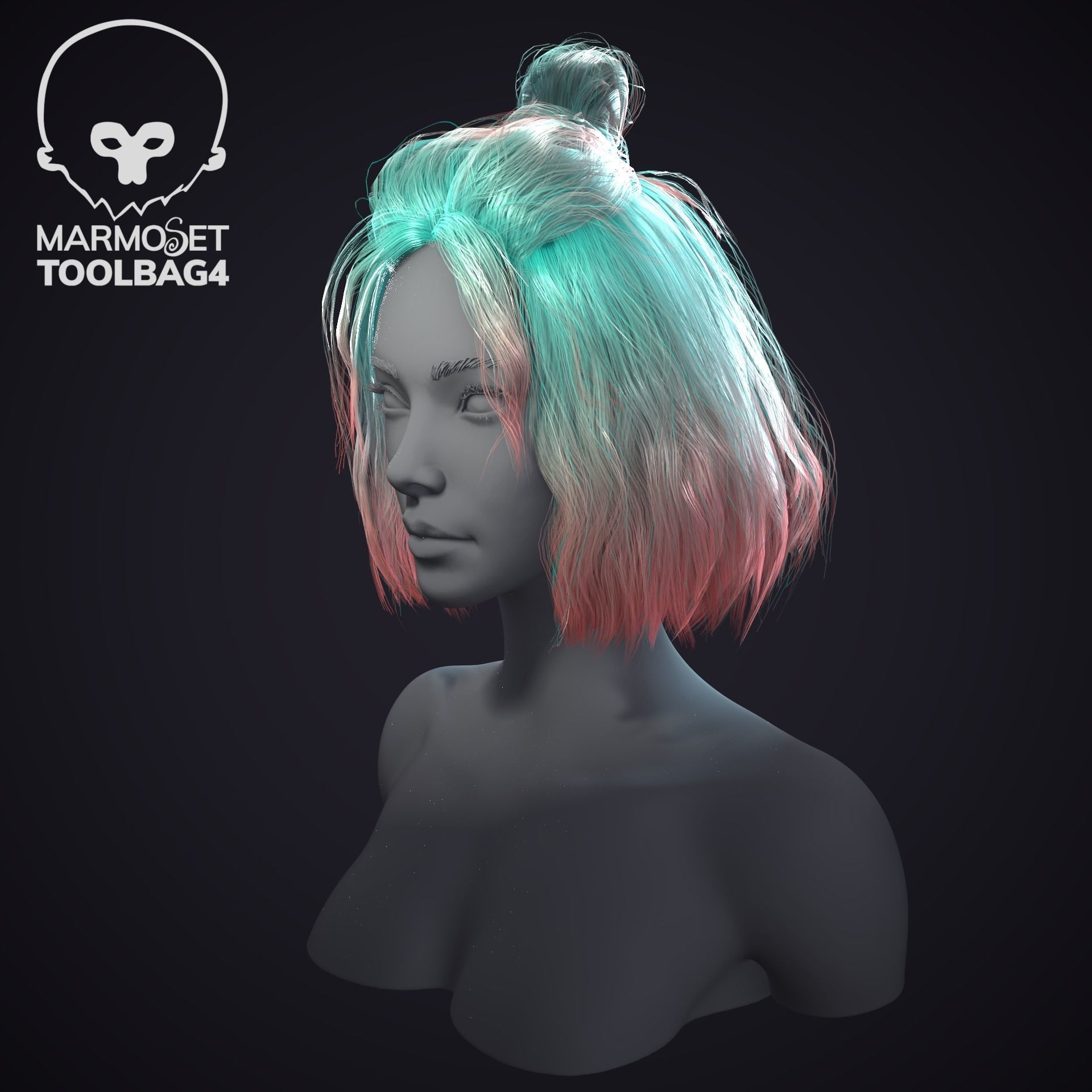 Hairstyle pack x10 pieces Real-Time cards Rigging Skining Low-poly 3D model_21