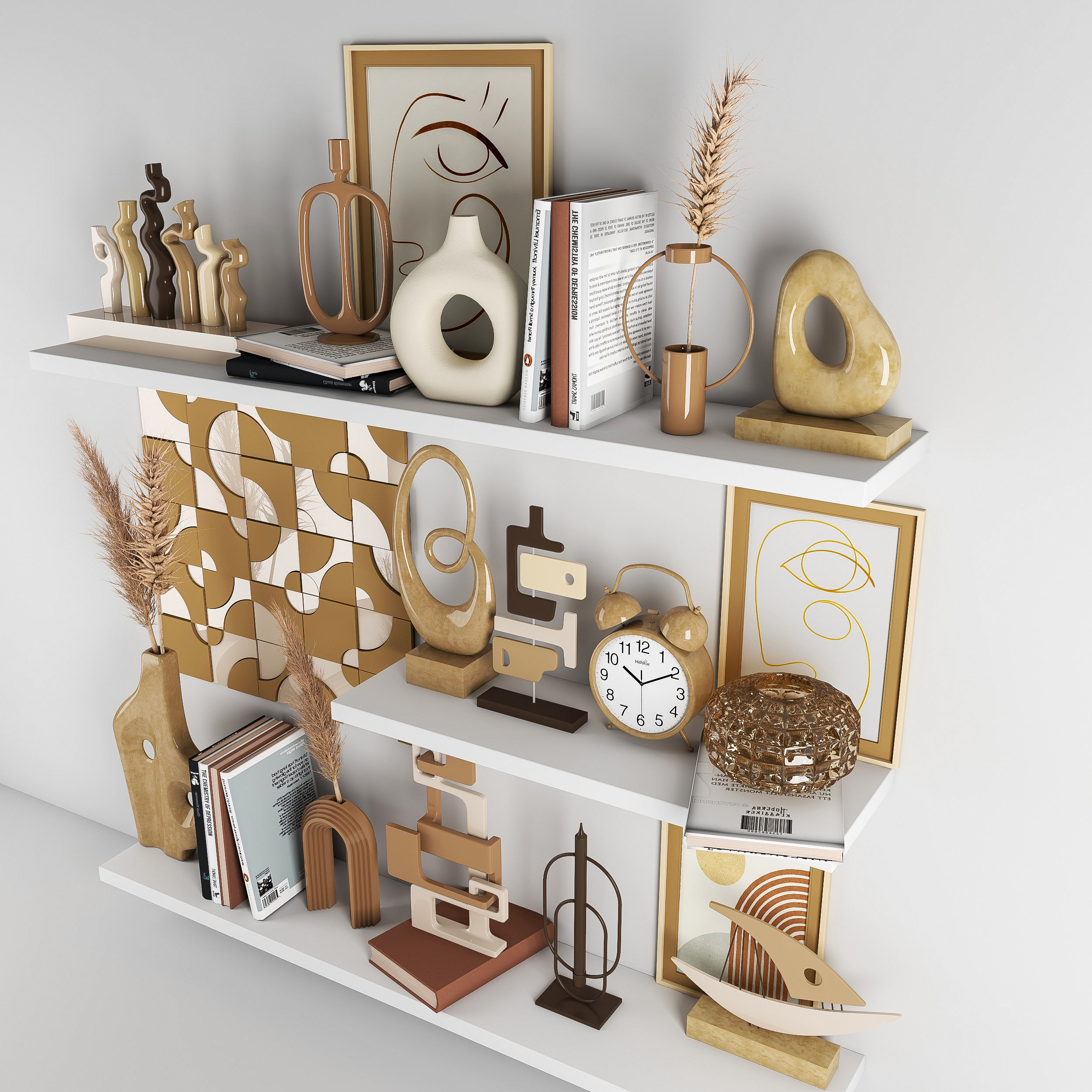 decorative set shelf 3D model_3