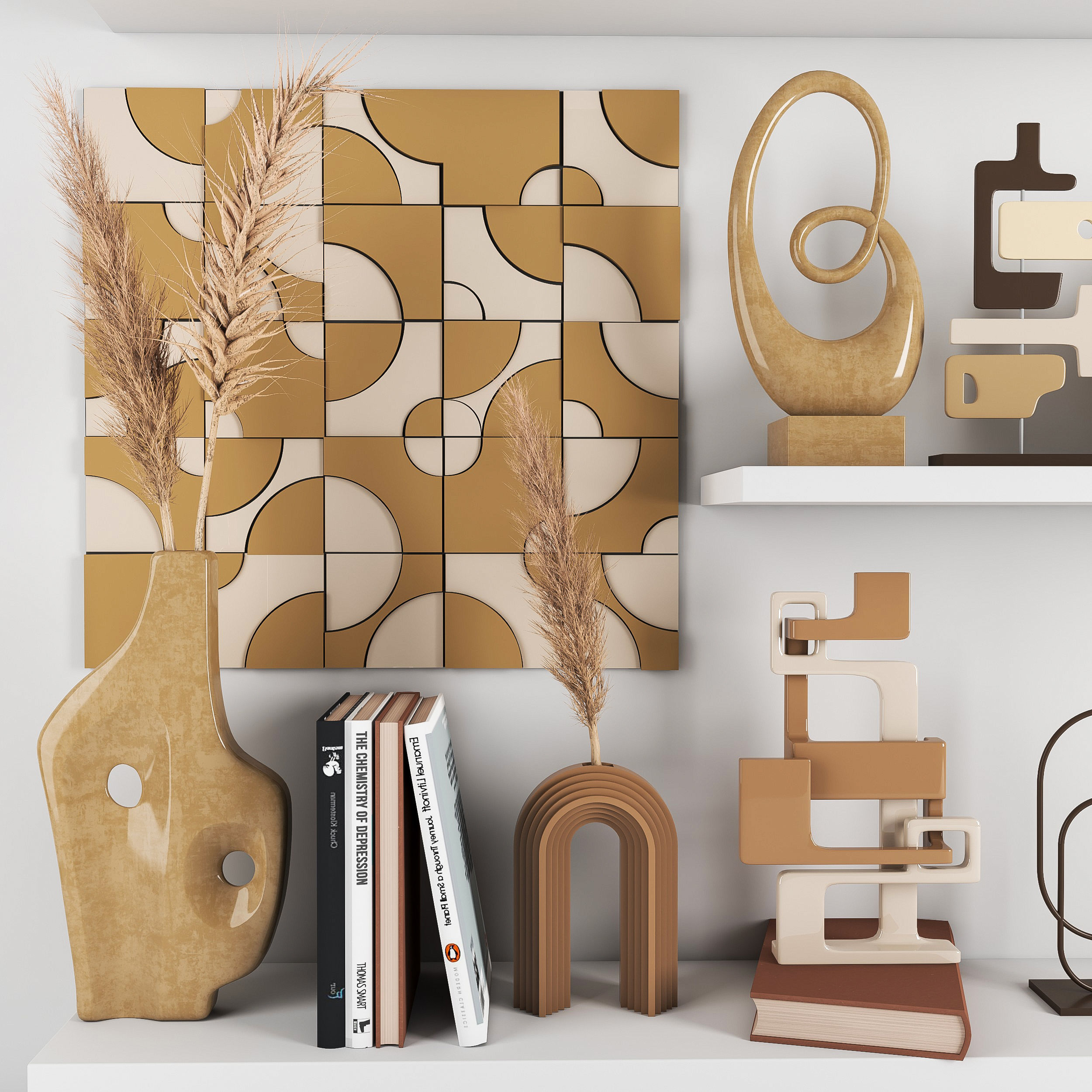 decorative set shelf 3D model_2