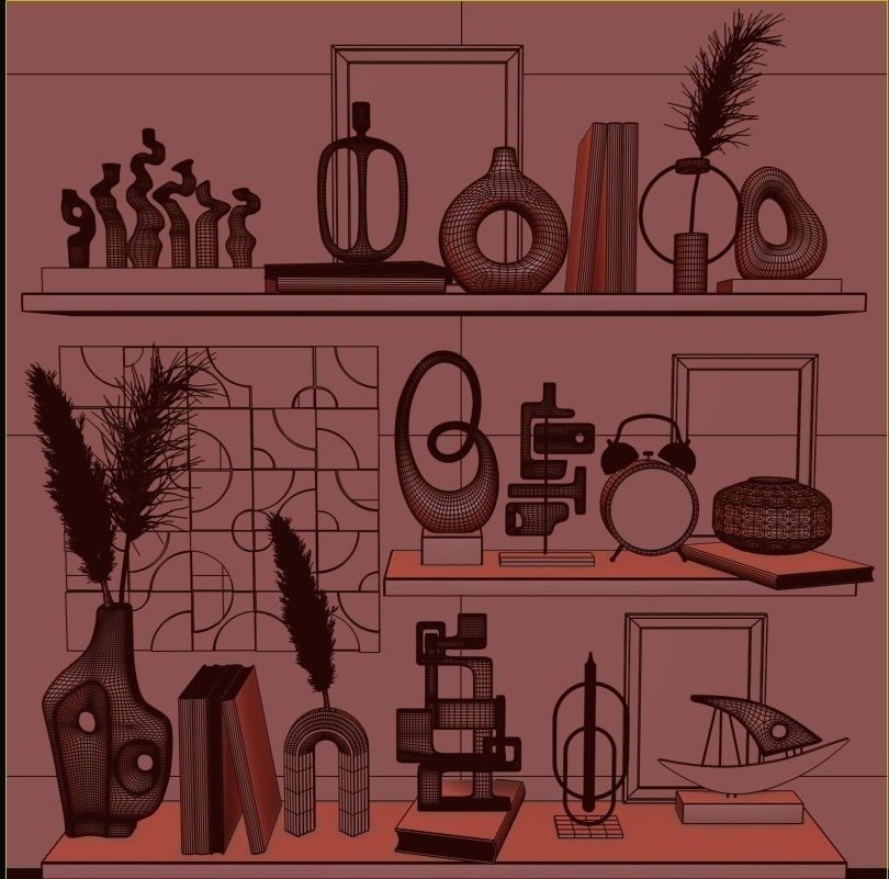 decorative set shelf 3D model_4