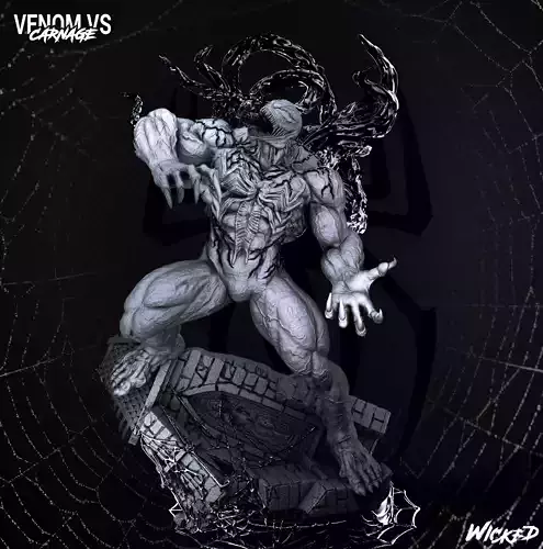 Wicked Marvel Venom Sculpture Tested and ready for 3d printing