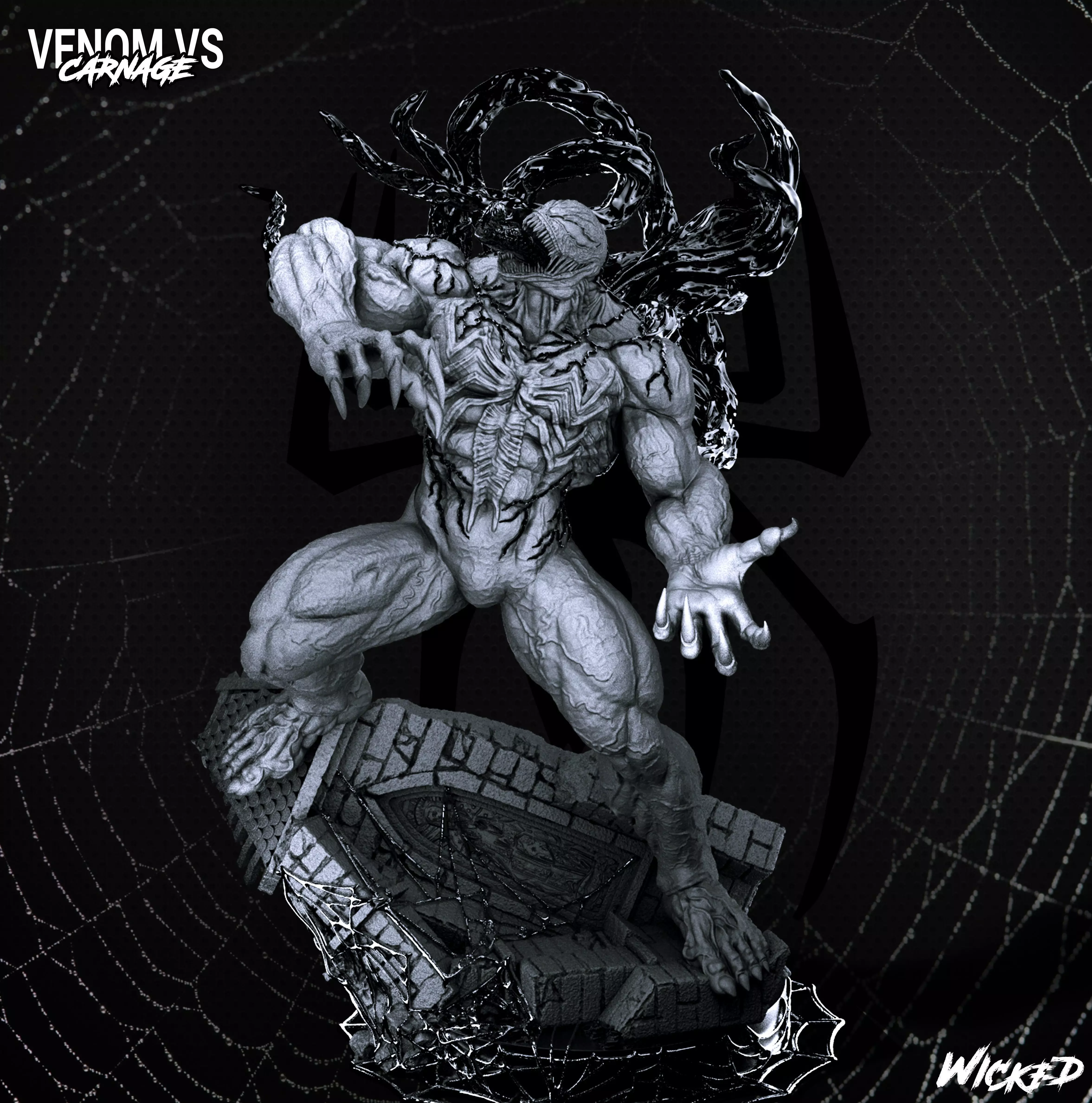Wicked Marvel Venom Sculpture Tested and ready for 3d printing 3D print model_0