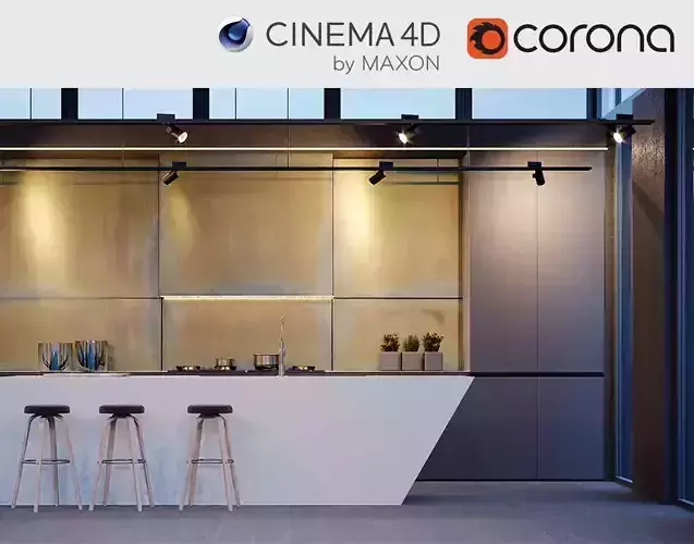 Corona - C4D Scene files - Modern Kitchen Interior