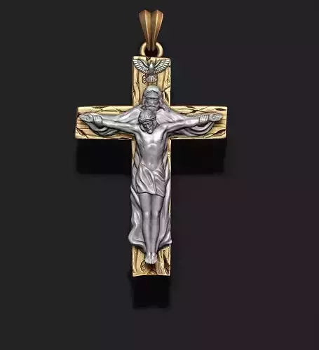 Jesus cross with God crucifixion pendant 3D print model