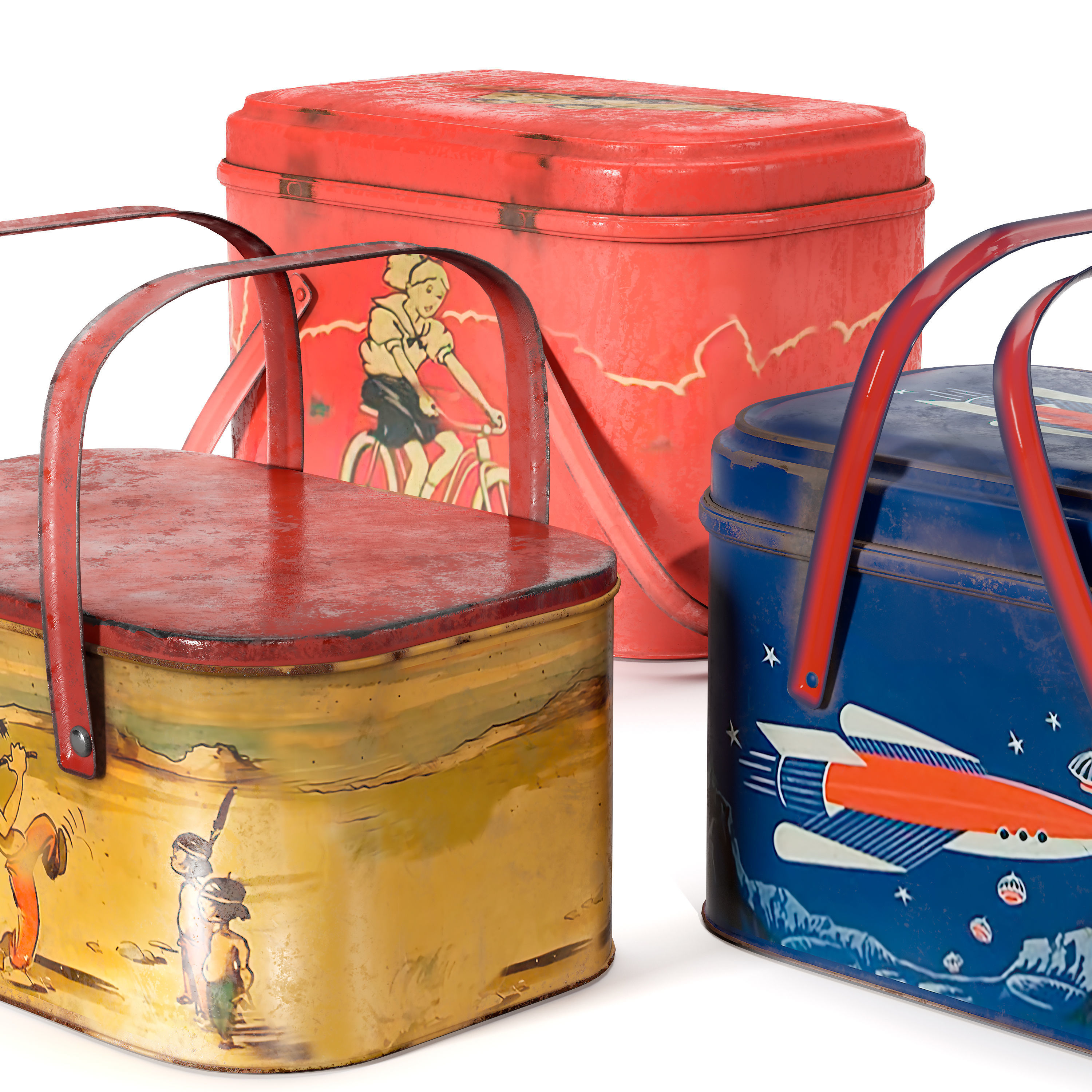 Vintage Lunch Boxes 3D model_9