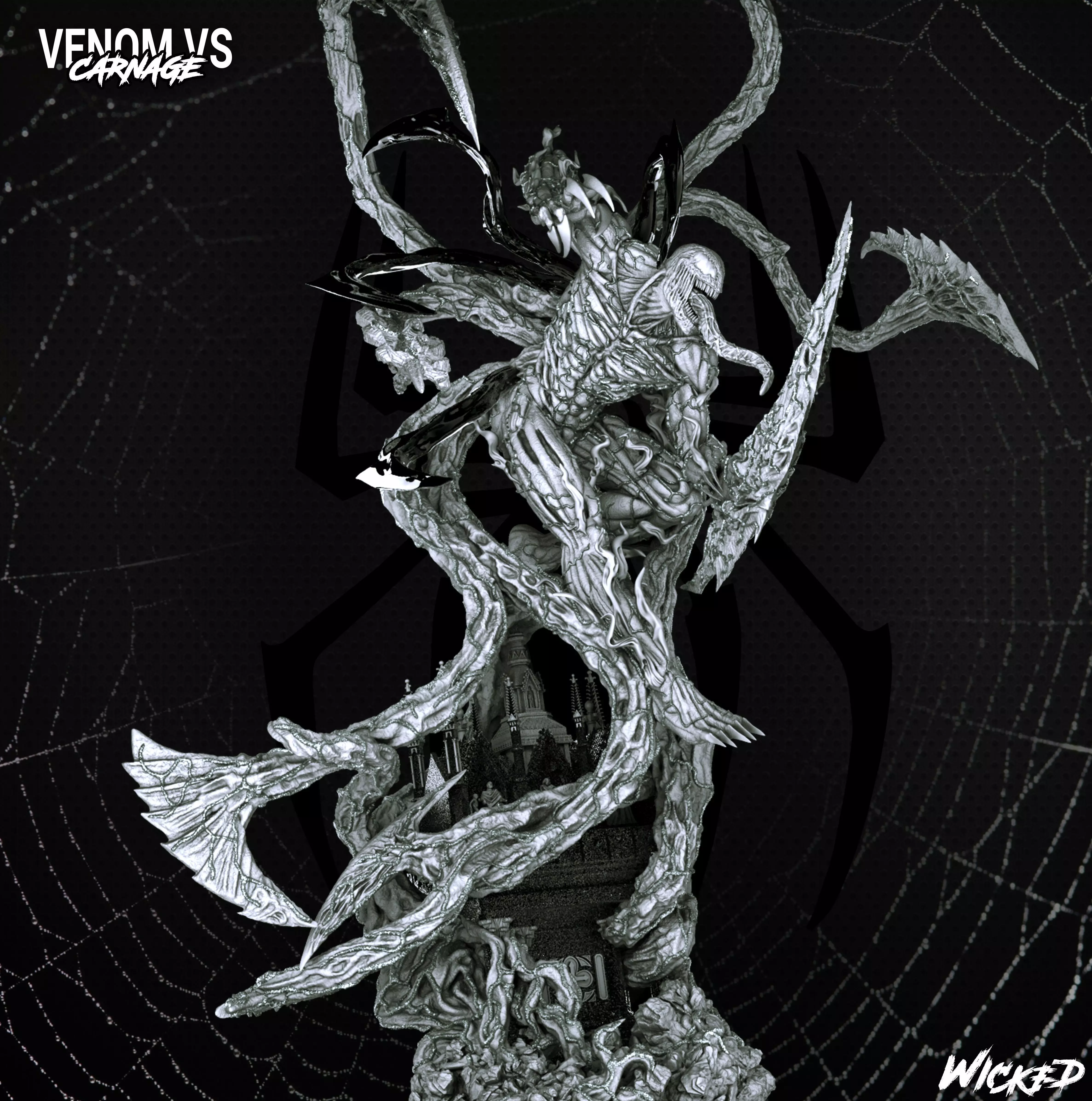 Wicked Marvel Carnage Sculpture 3D print model 3D print model_0