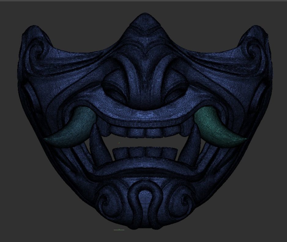 Samurai demon mask 3D print model_10