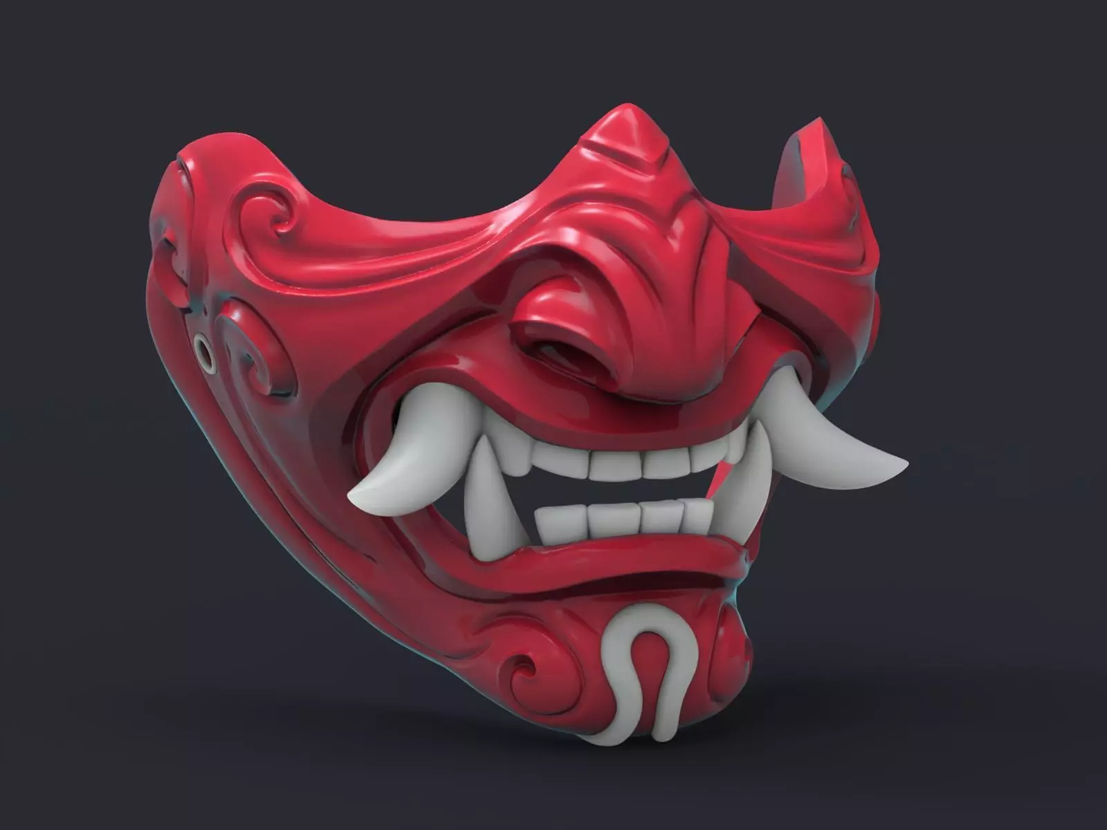 Samurai demon mask 3D print model_0