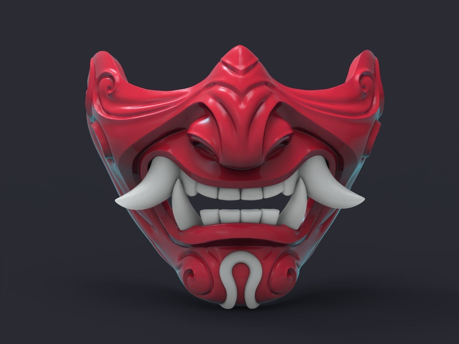 Samurai demon mask 3D print model_1