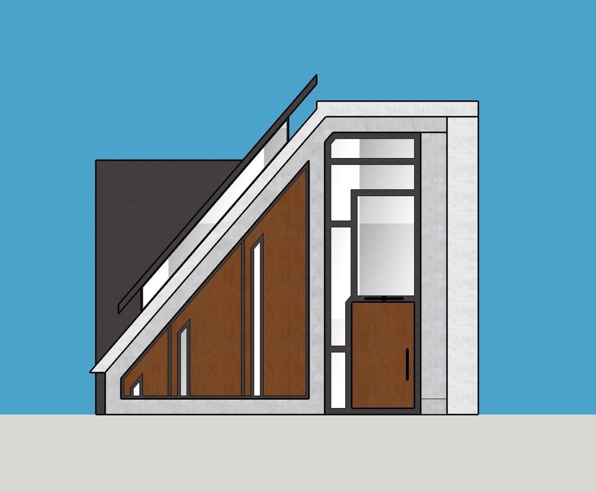 Architectural 3D model modern house with roof 3D model_10