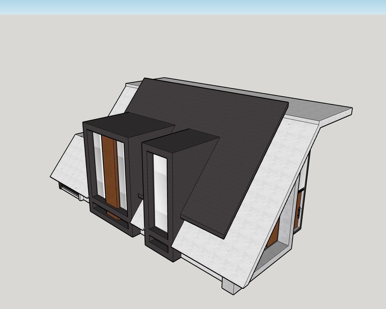 Architectural 3D model modern house with roof 3D model_1