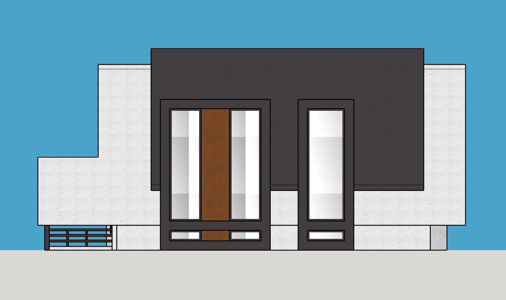 Architectural 3D model modern house with roof 3D model_12