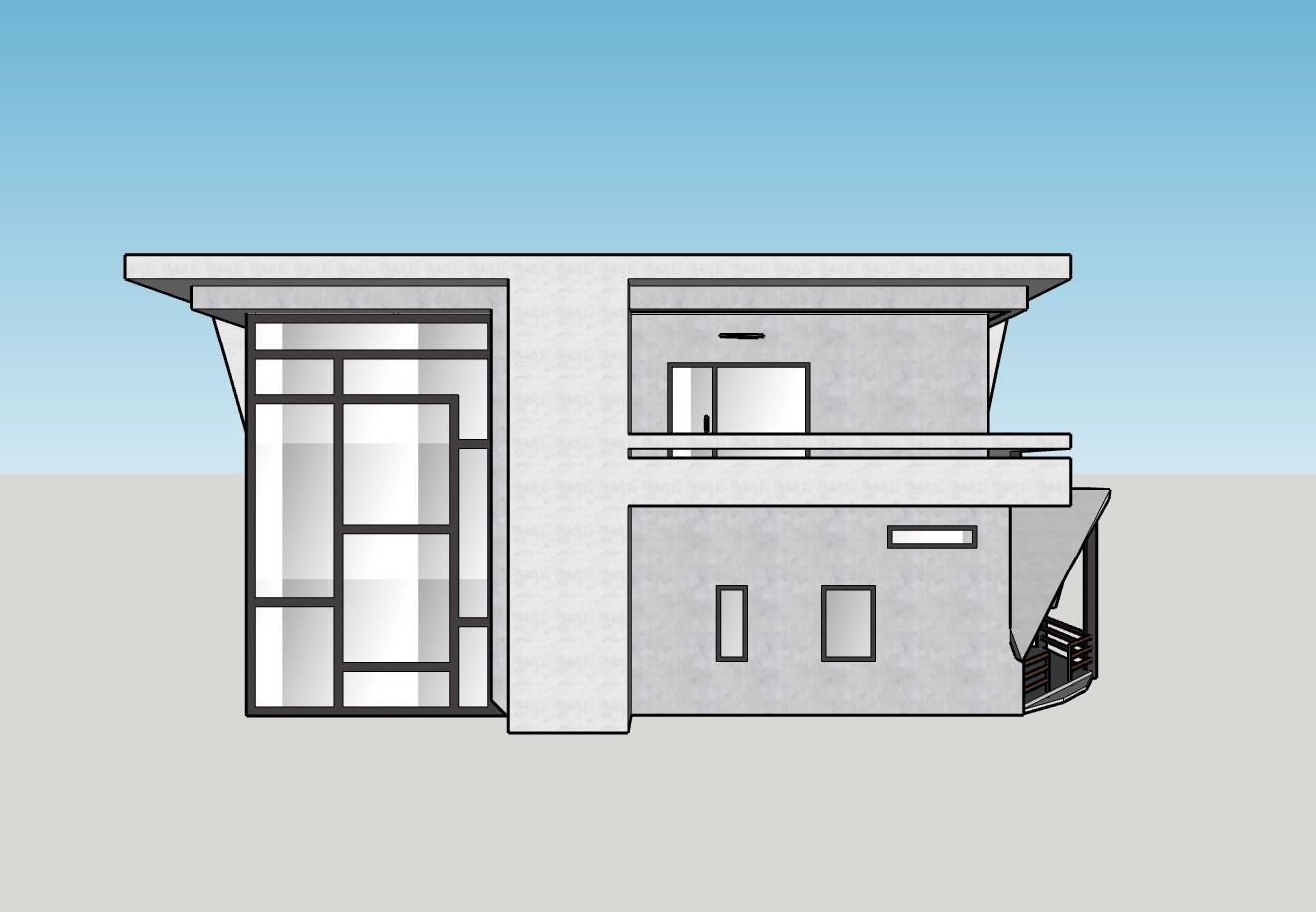 Architectural 3D model modern house with roof 3D model_6