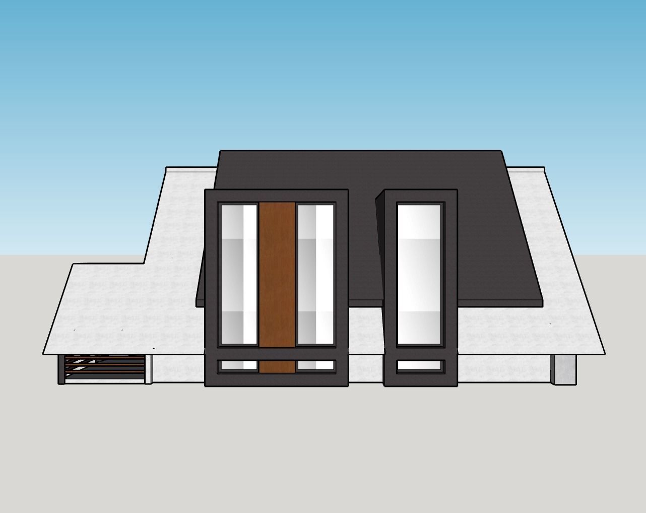Architectural 3D model modern house with roof 3D model_2