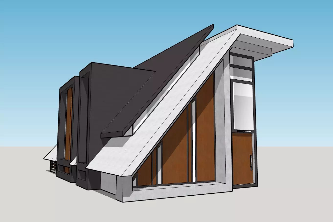 Architectural 3D model modern house with roof 3D model_0