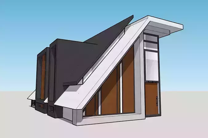 Architectural 3D model modern house with roof 3D model