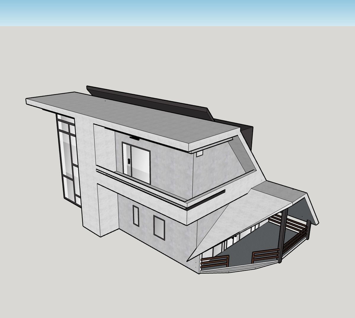 Architectural 3D model modern house with roof 3D model_5