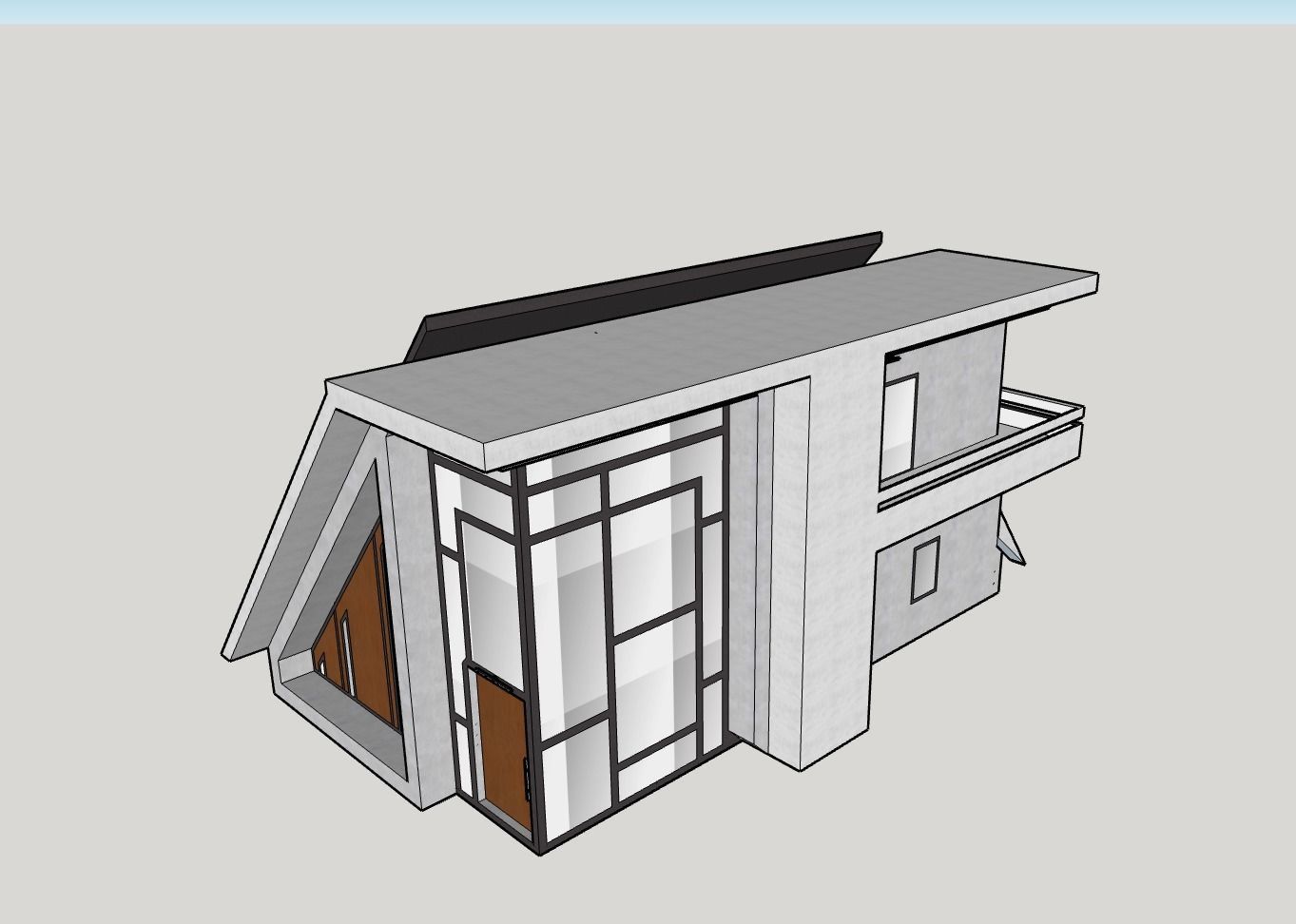 Architectural 3D model modern house with roof 3D model_7