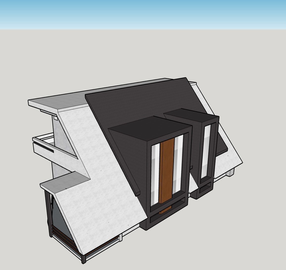 Architectural 3D model modern house with roof 3D model_3