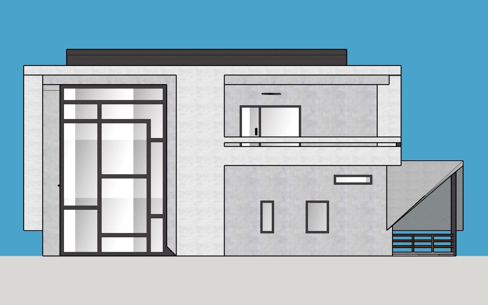 Architectural 3D model modern house with roof 3D model_13