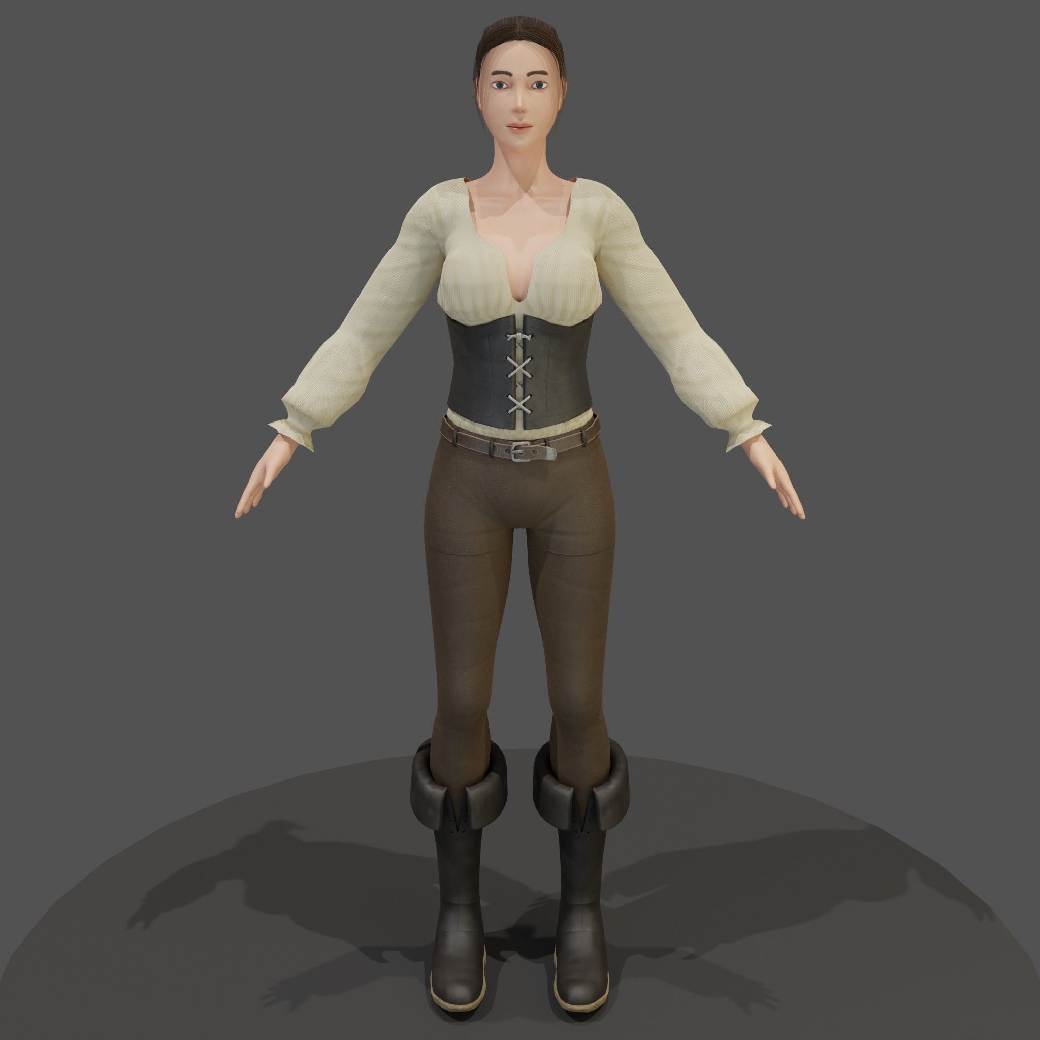 Female adventurer - base mesh included Low-poly 3D model_6