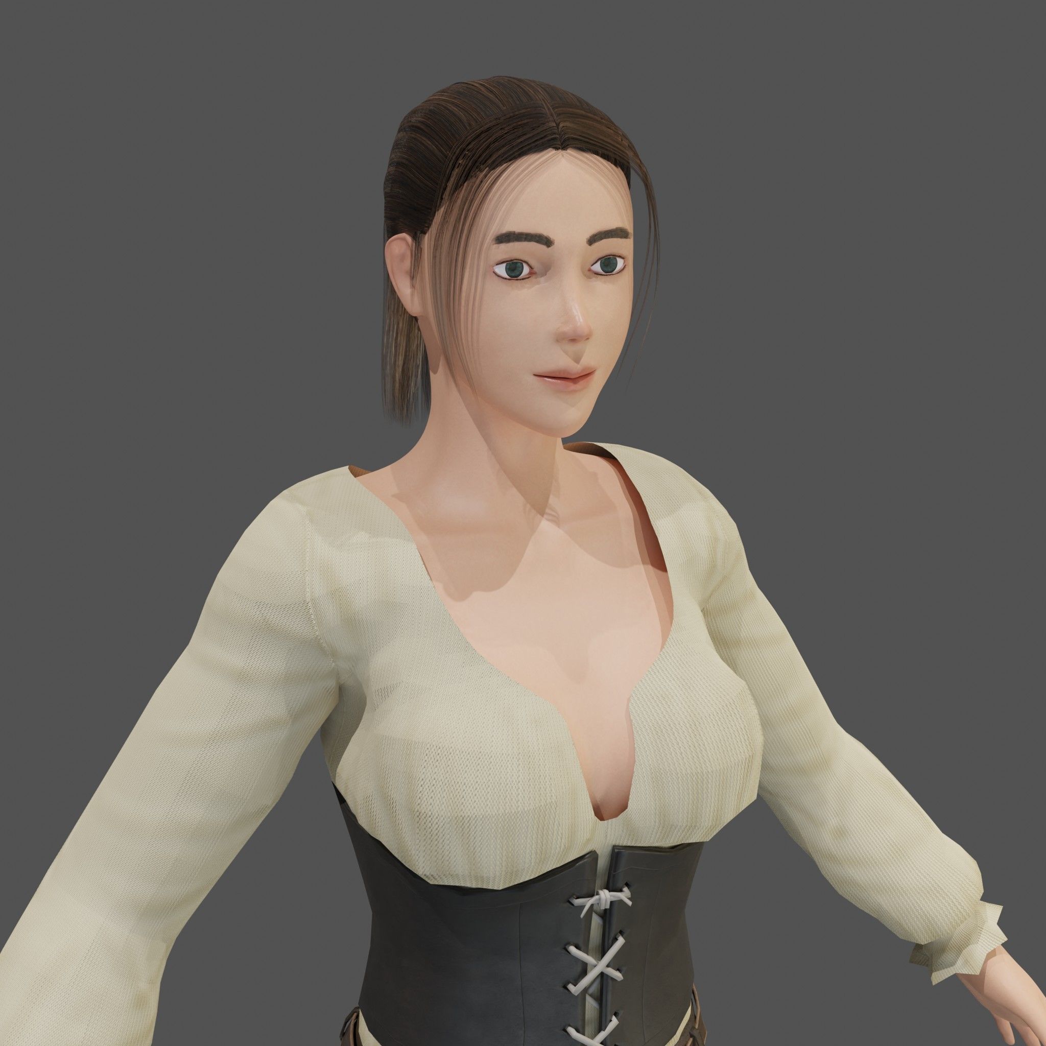 Female adventurer - base mesh included Low-poly 3D model_1