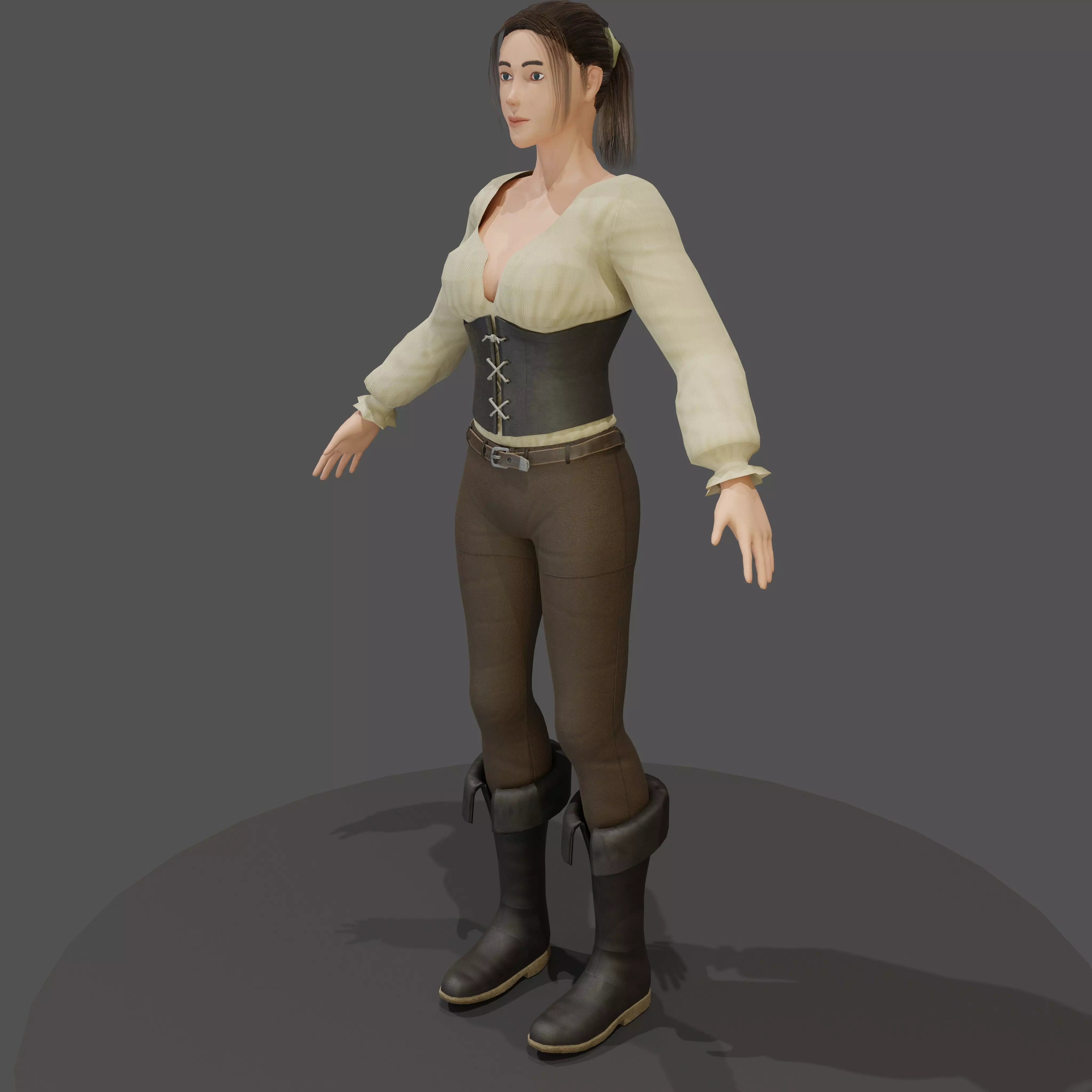 Female adventurer - base mesh included Low-poly 3D model_0