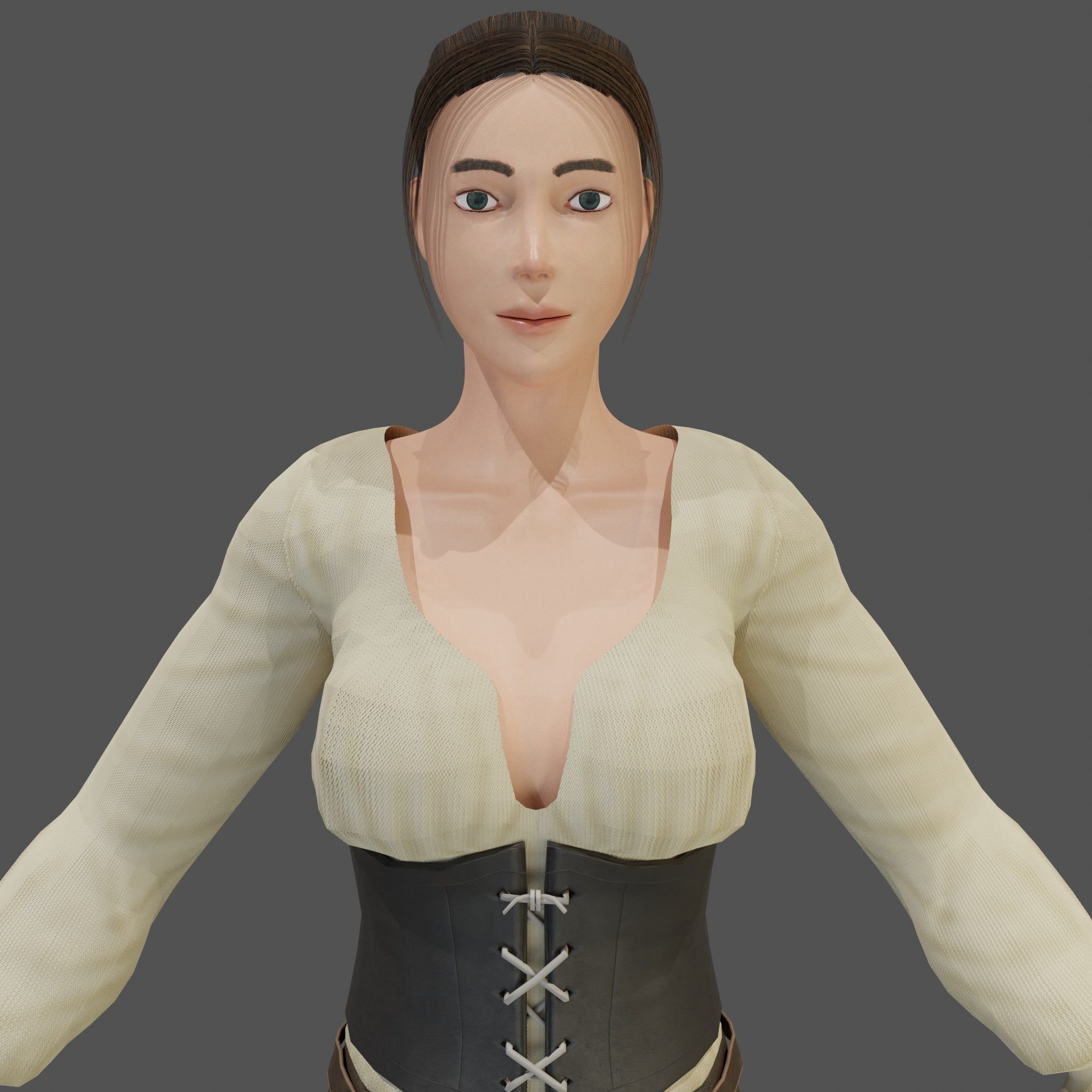 Female adventurer - base mesh included Low-poly 3D model_4