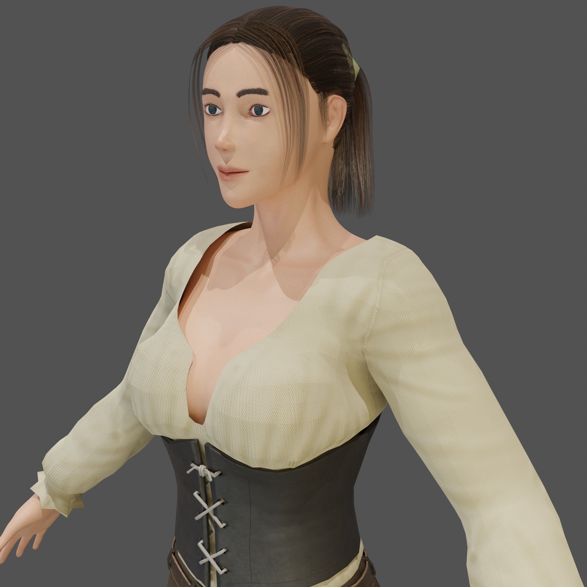 Female adventurer - base mesh included Low-poly 3D model_5