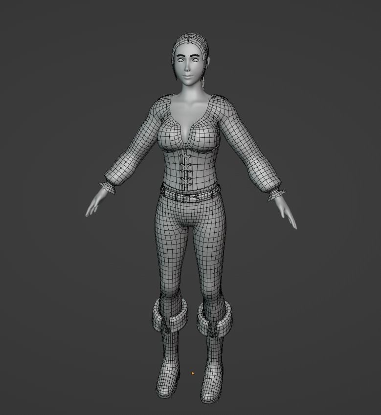 Female adventurer - base mesh included Low-poly 3D model_10