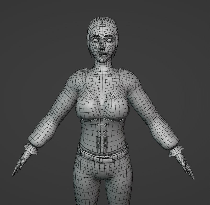 Female adventurer - base mesh included Low-poly 3D model_8