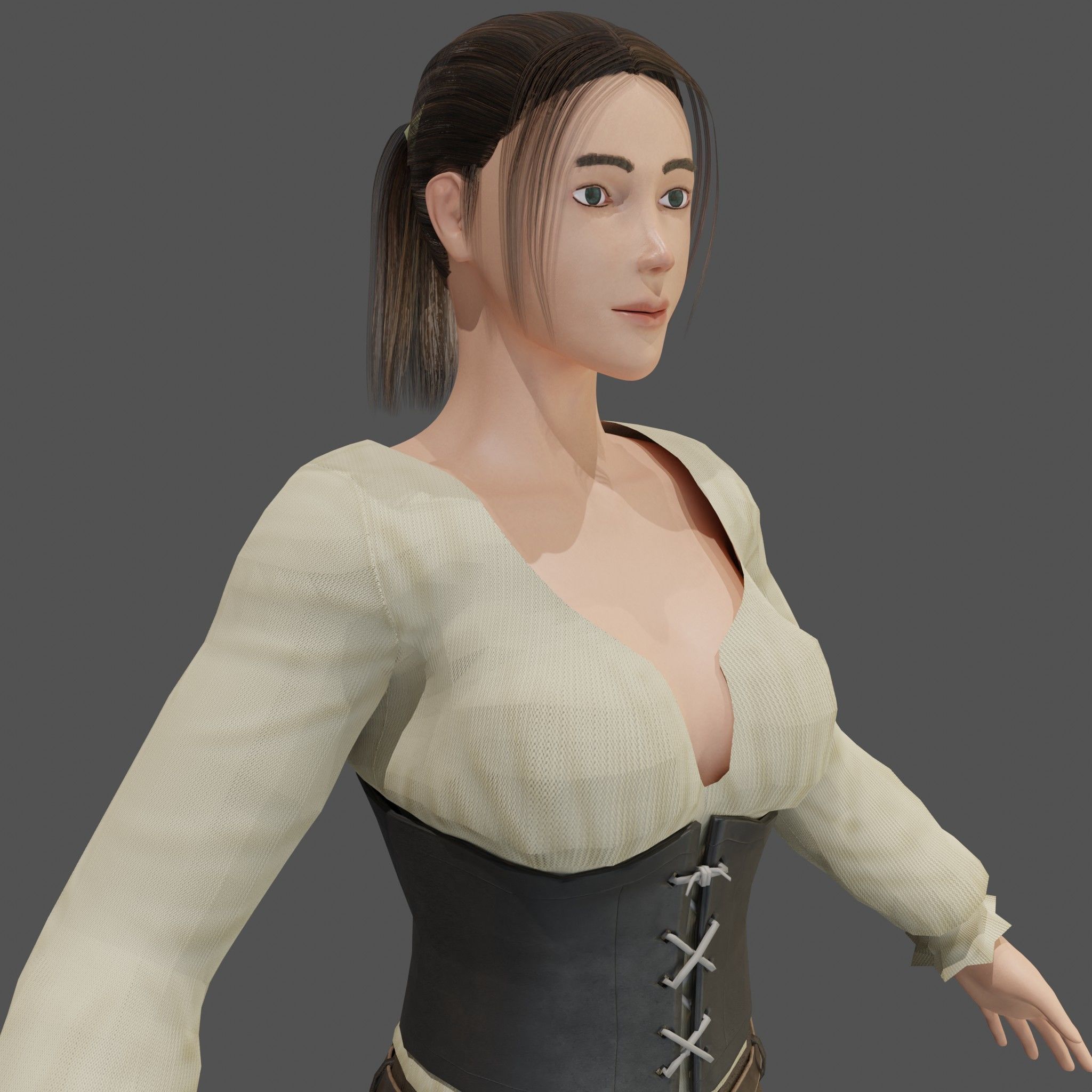 Female adventurer - base mesh included Low-poly 3D model_3