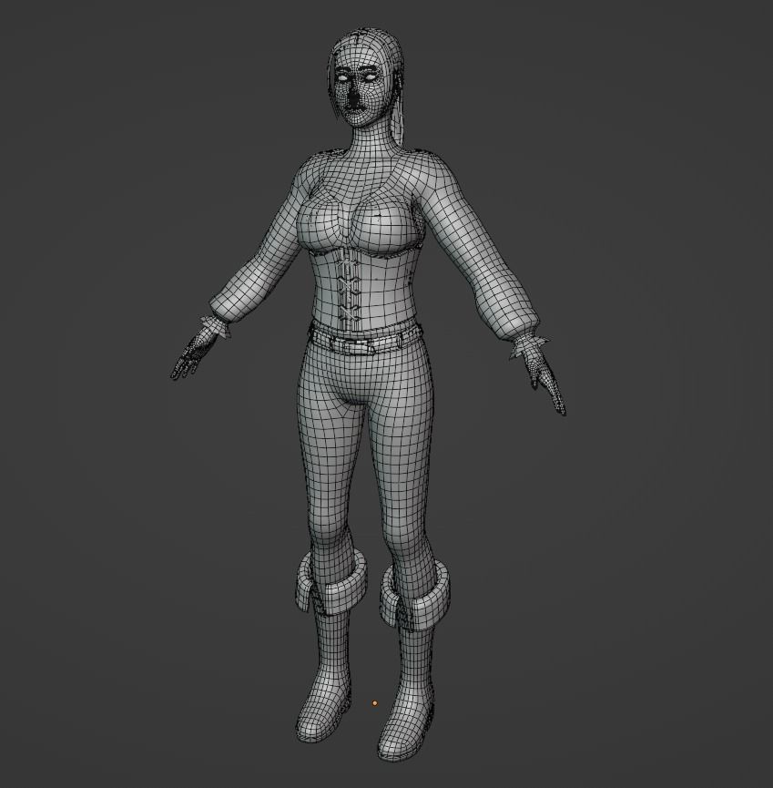 Female adventurer - base mesh included Low-poly 3D model_7
