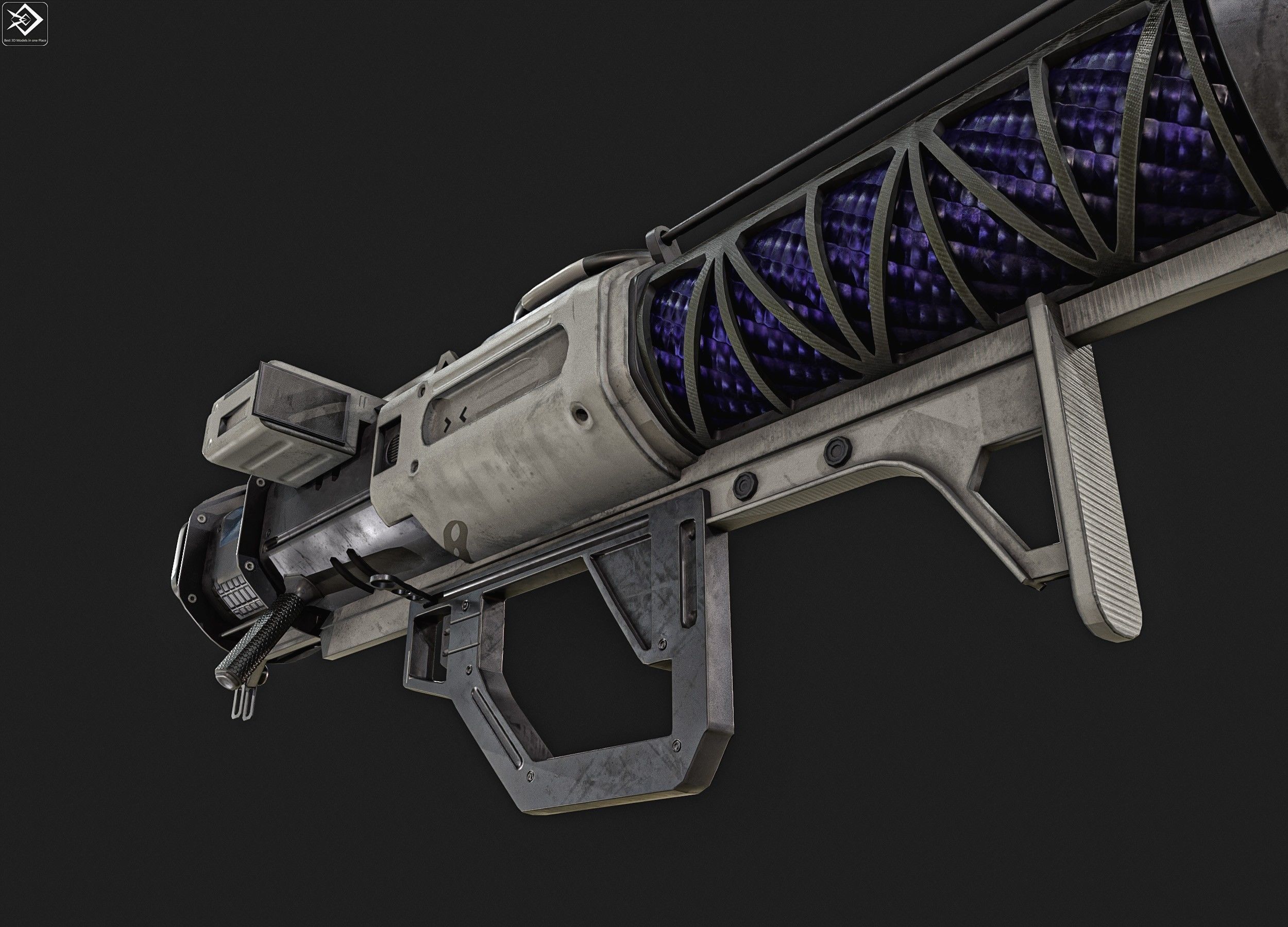 Sci-fi Rocket Launcher Low-poly 3D model_14