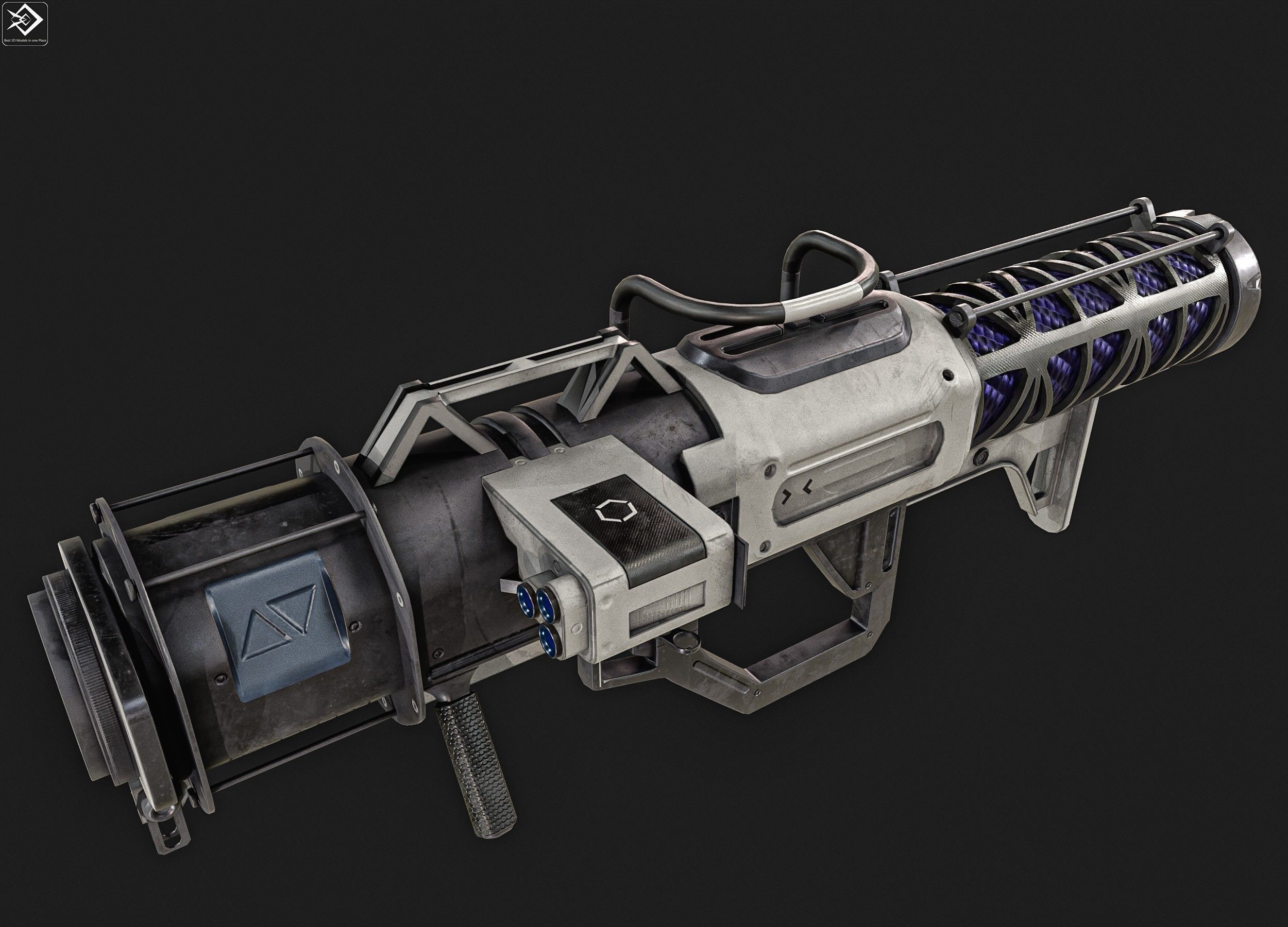 Sci-fi Rocket Launcher Low-poly 3D model_3
